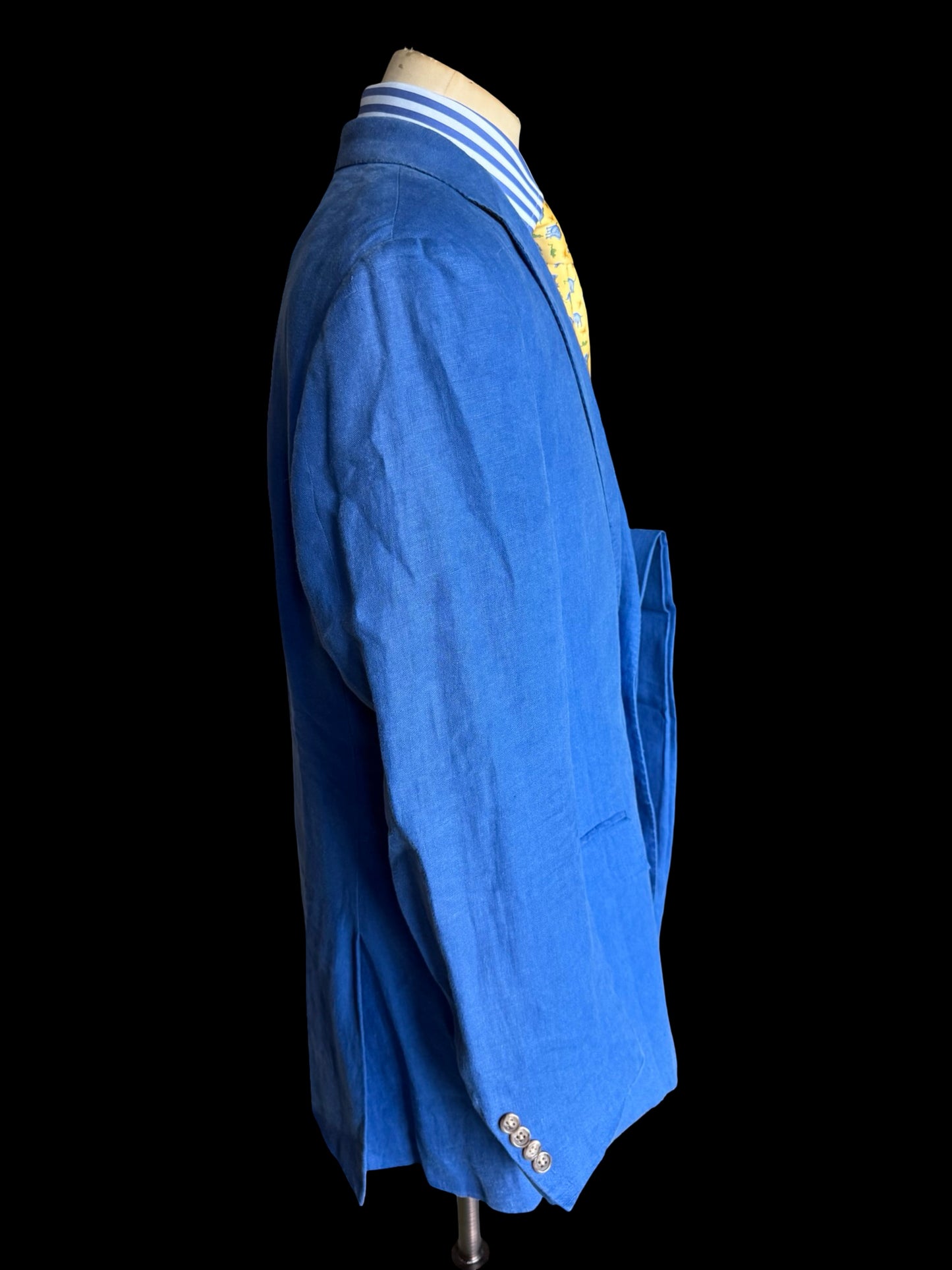 Polo Ralph Lauren Royal Blue Linen Suit 42L / W36” Made In Italy Rare