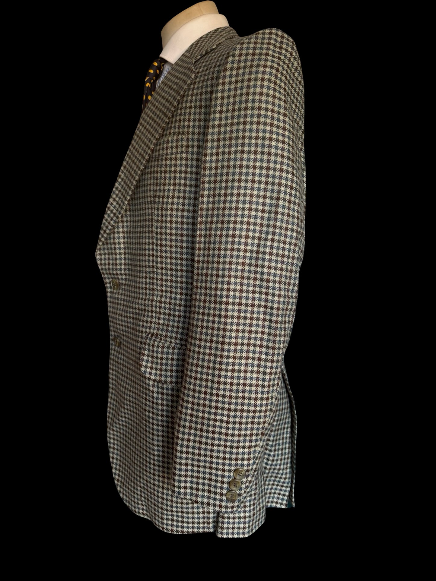 Vintage Bespoke 3 Piece Tweed Suit 40L / W34” Gun Club Check Scottish Tweed