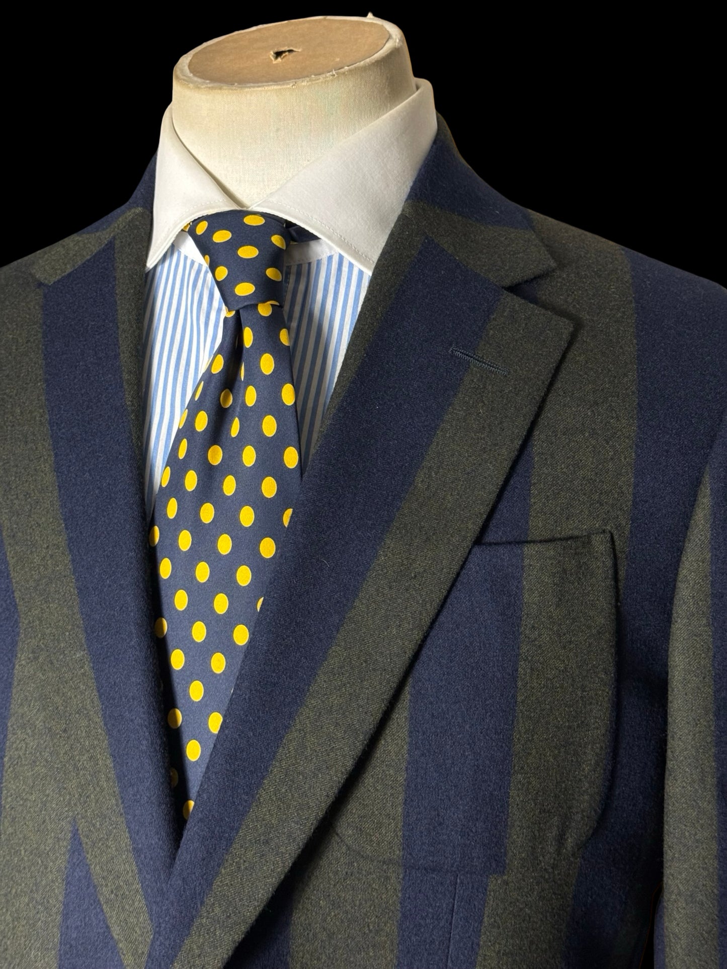 Chester Barrie Savile Row X Fox Brothers Flannel Wool Sport Coat 40R Dandy Stripe