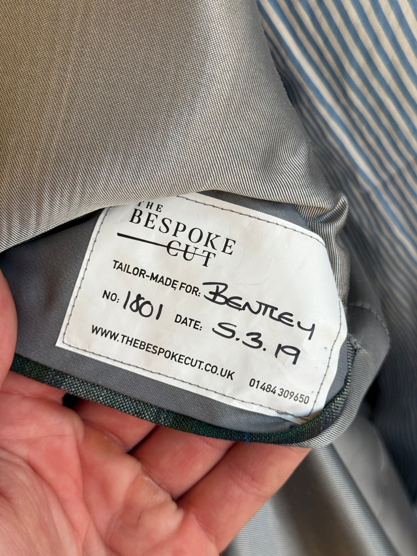 Bespoke Holland & Sherry Crystal Springs Check Sport Coat 46R Grey Green Purple