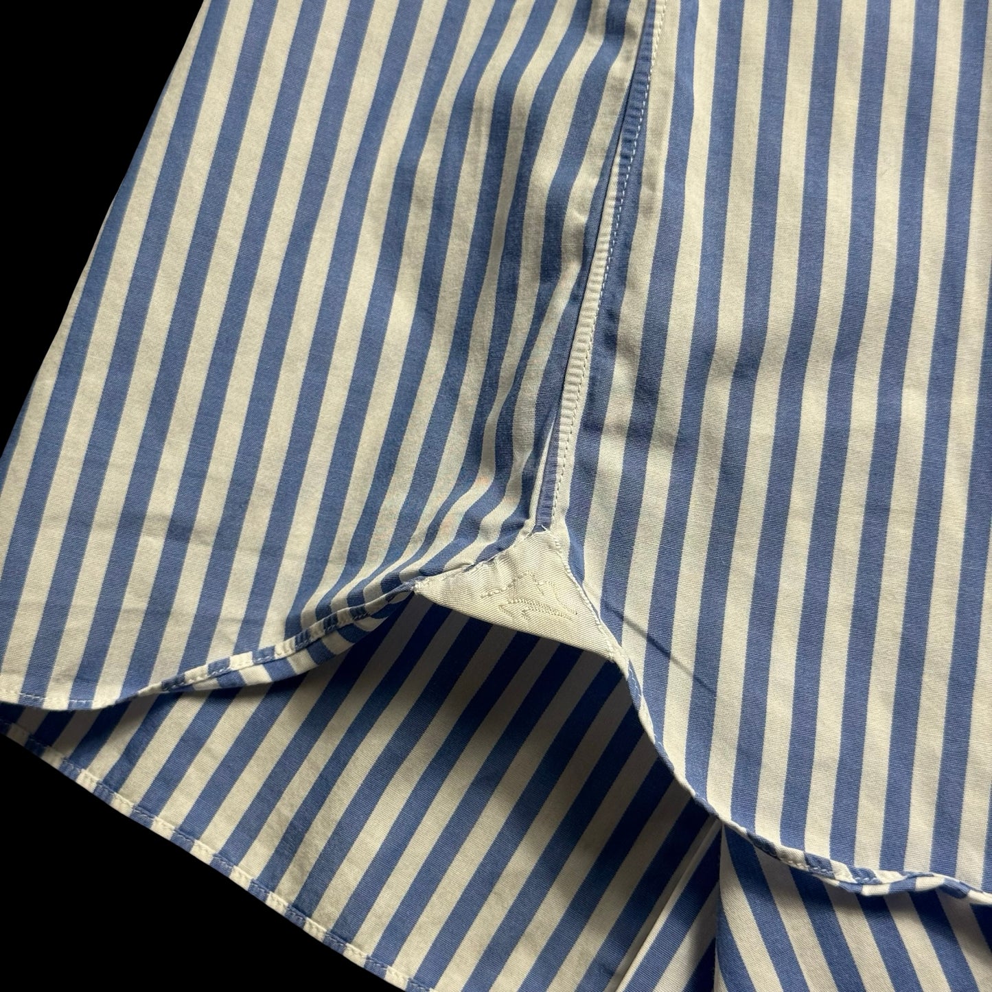Anglo Italian Striped Button Down Shirt Size 15.5” Light Blue & White Hand Made