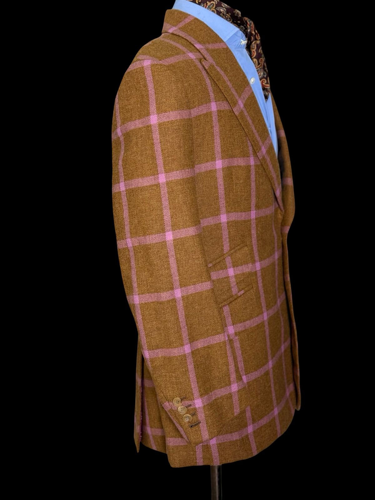 Bespoke Couch & Hoskin Savile Row Tweed Suit 38R / W34” Brown Pink Check