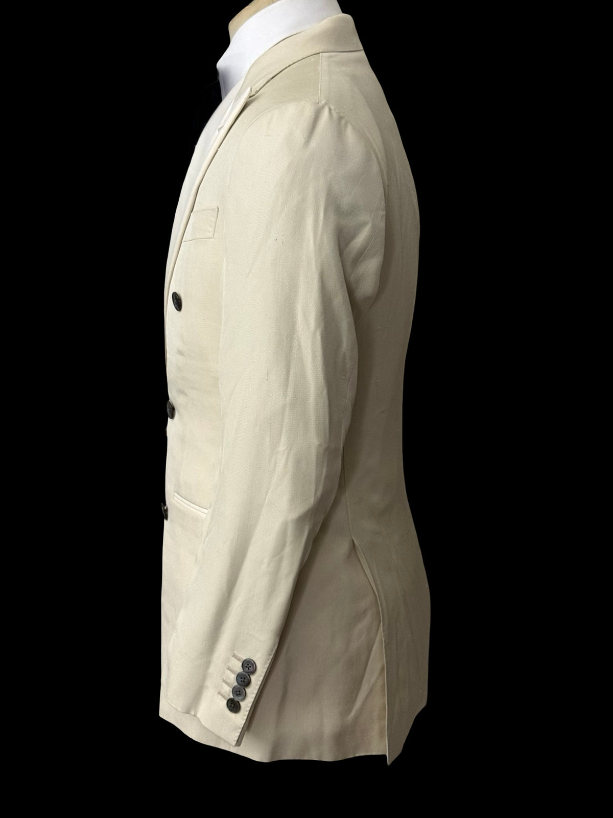 BNWT Thom Sweeney Cream Pure Silk Double Breasted Tuxedo Jacket 36R RRP £1375