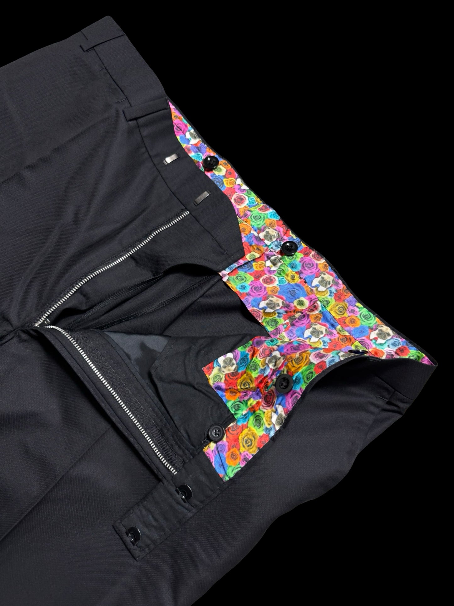 Savile Row Bespoke Cad & Dandy 3PC Black Suit 44L / W42R