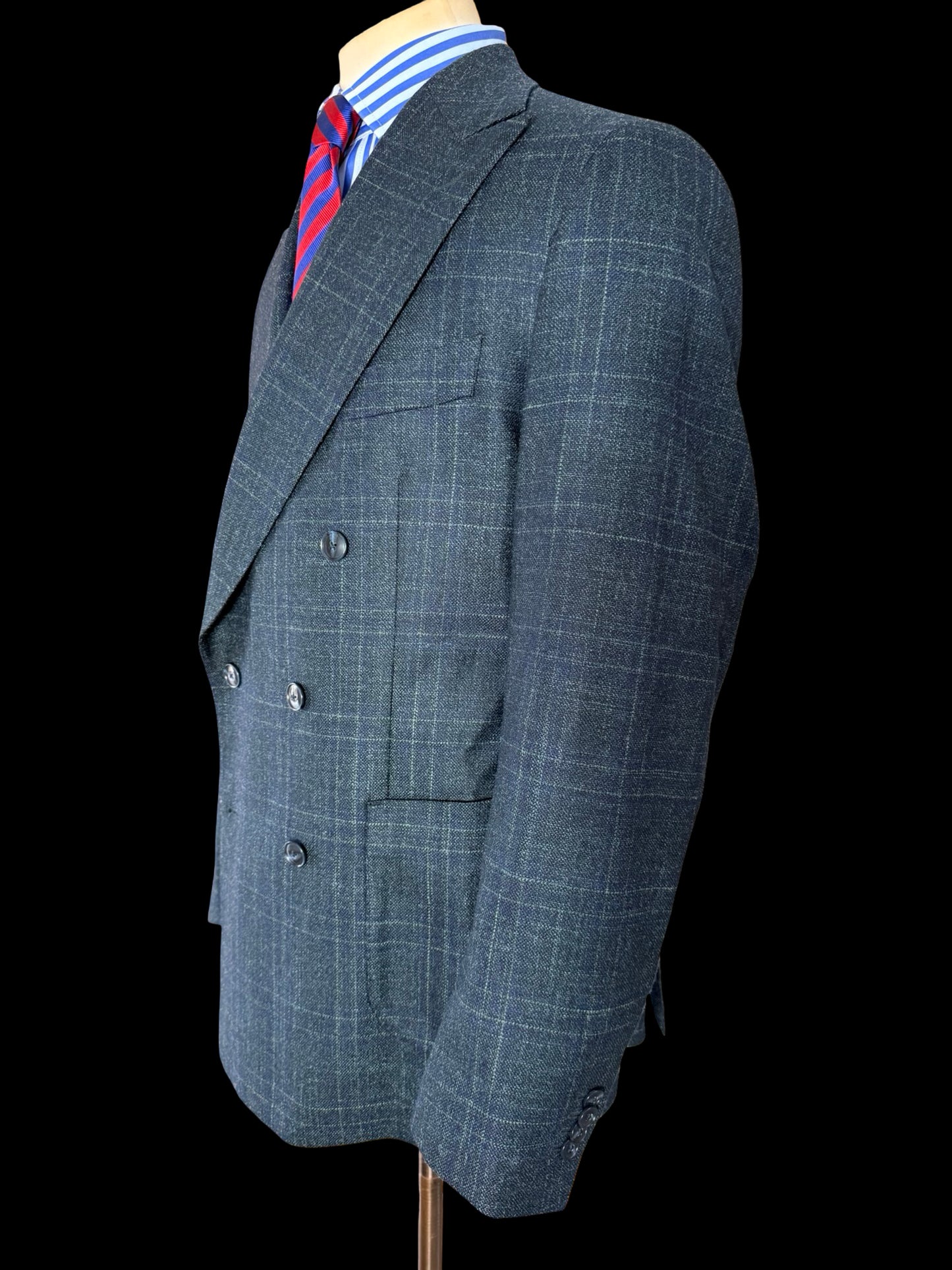 Sartori X Loro Piana Silk Air Double Breasted Sport Coat 44L Teal Wool Silk Cashmere