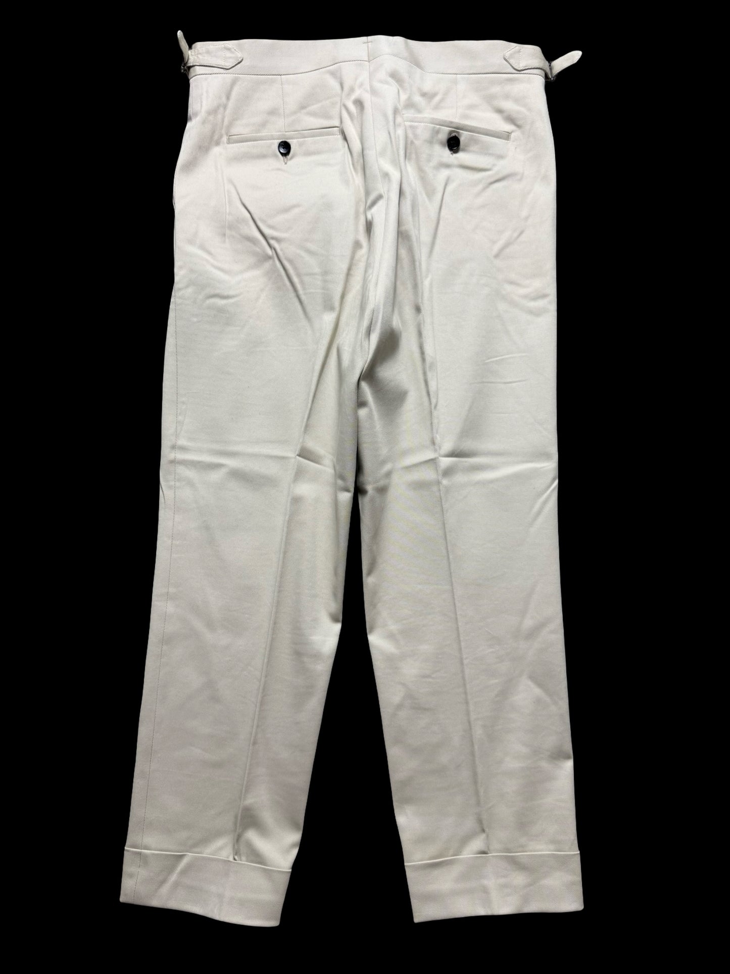 Natalino Cream Cotton Drill Pleat Front Trousers W32S RRP £165