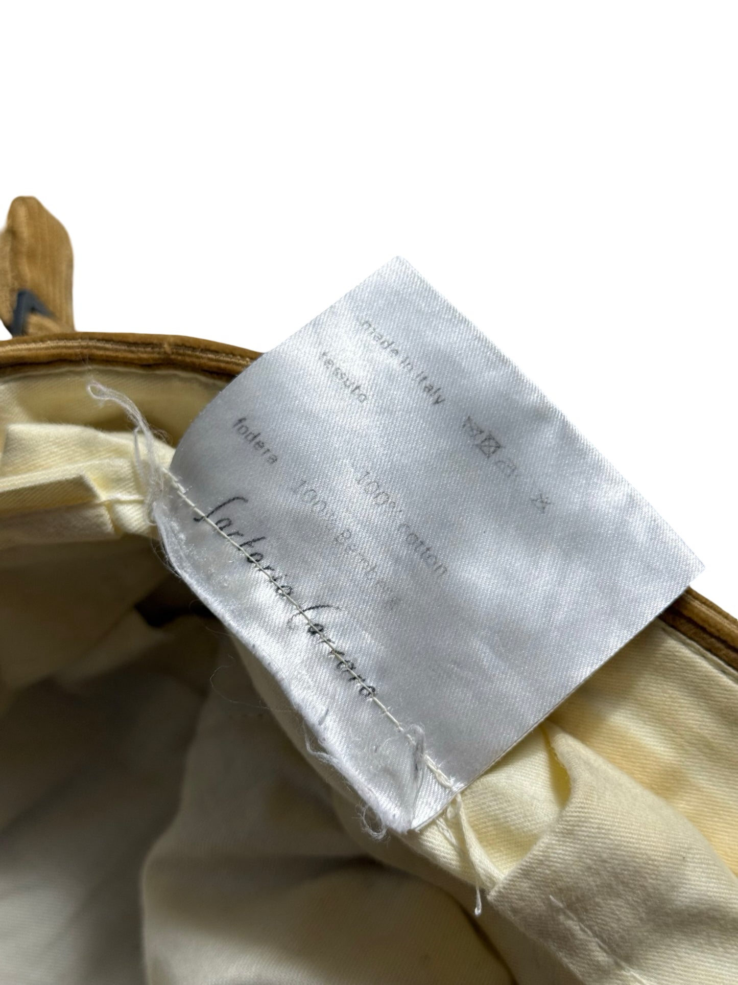 Bespoke P. Johnson X Sartoria Carrara Corduroy Pleat Front Trousers W32S Tan
