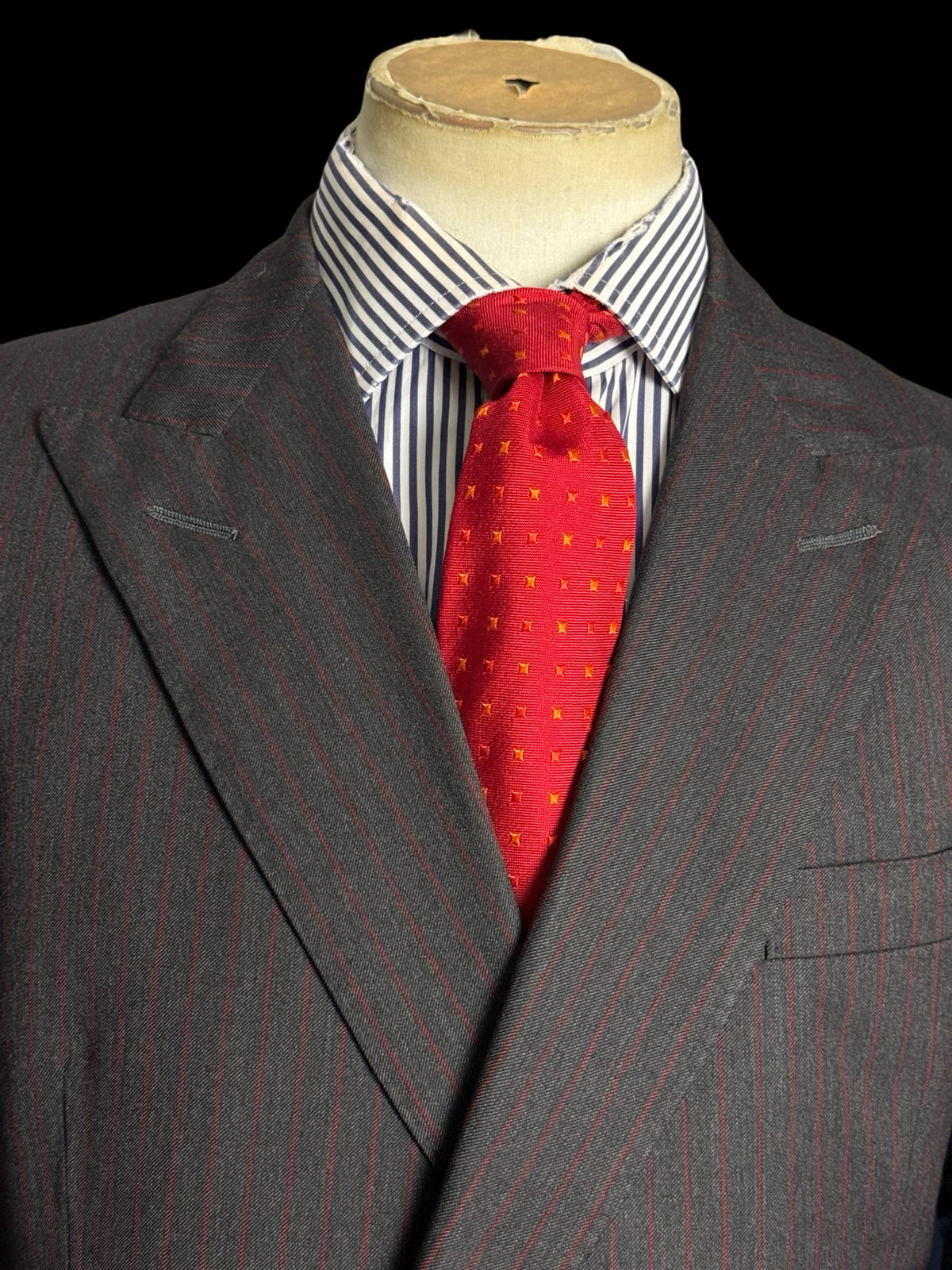 Bespoke Sims & Macdonald Savile Row Double Breasted Suit 38S / W34S Grey Pinstripe