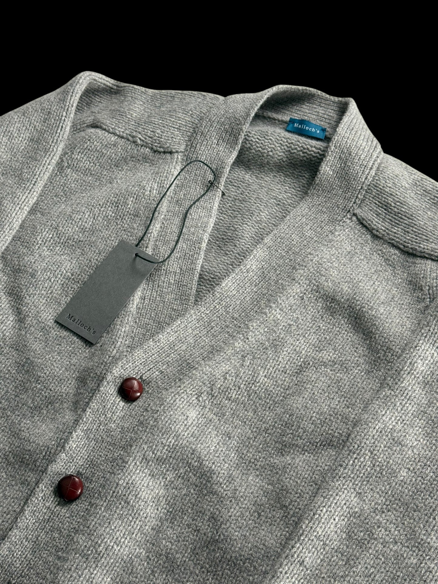 BNWT Men’s Mallochs Grant Cardigan XXL Lambswool Flannel Grey RRP £275