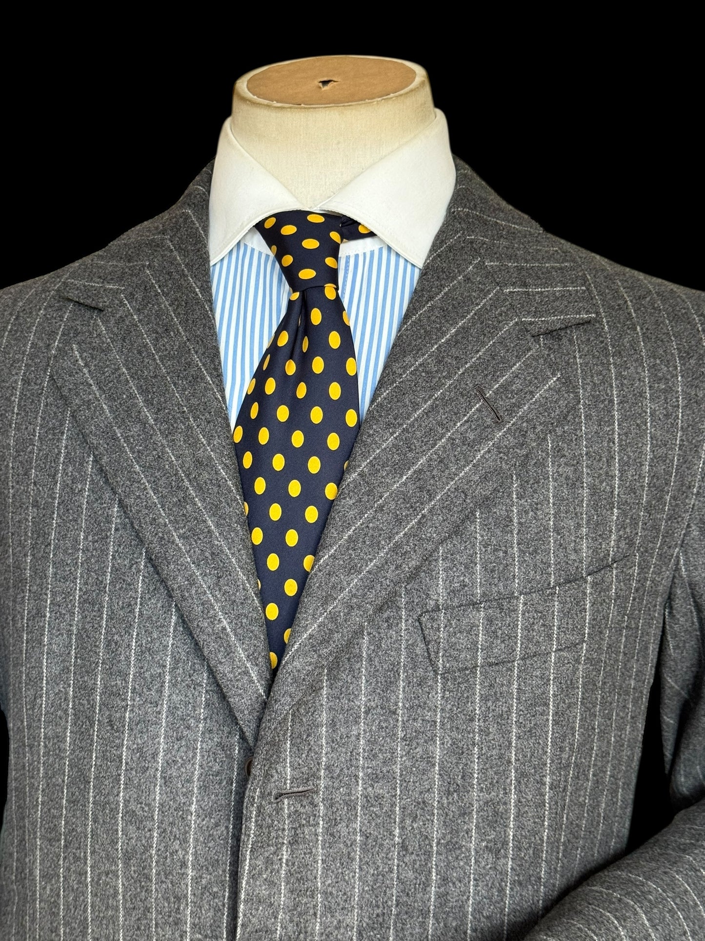 Bespoke Tommy Giulio Caraceni Grey Flannel Suit 42S/ W34 Chalk Stripe 40’s Style
