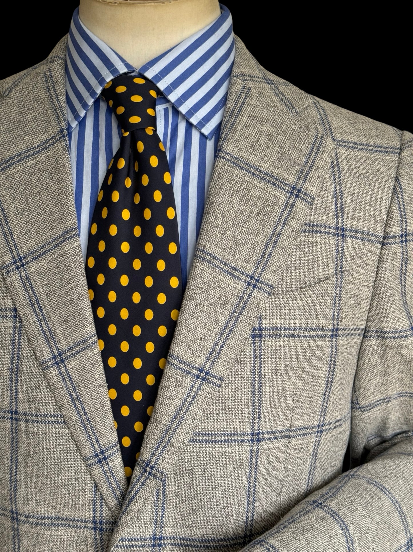 Suit Supply Lazio Wool Silk Linen Suit 38R / W36” Grey Blue Check