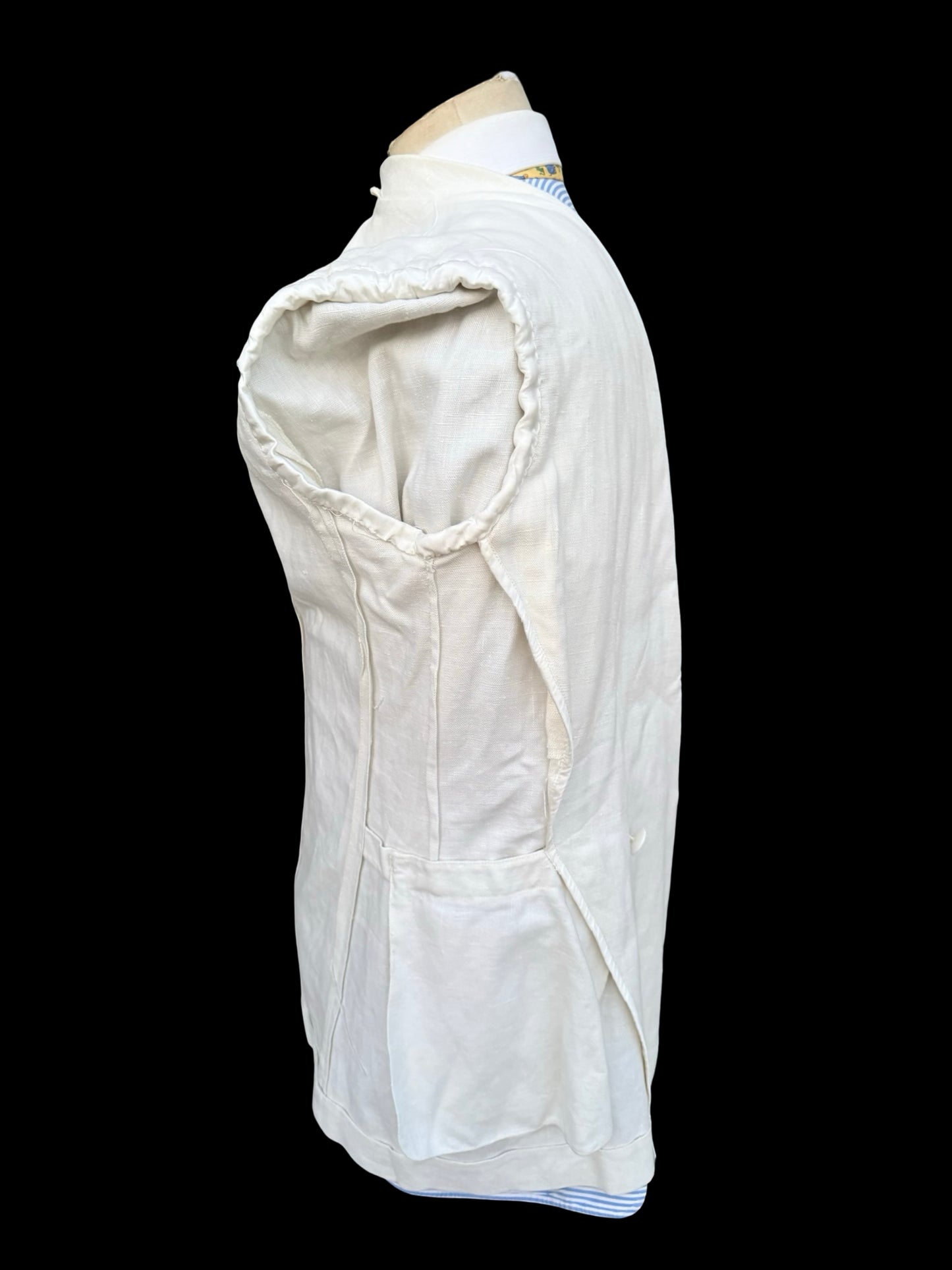 Men’s Alkit 1950’s Bespoke White Linen Double Breasted Blazer 40S Savile Row