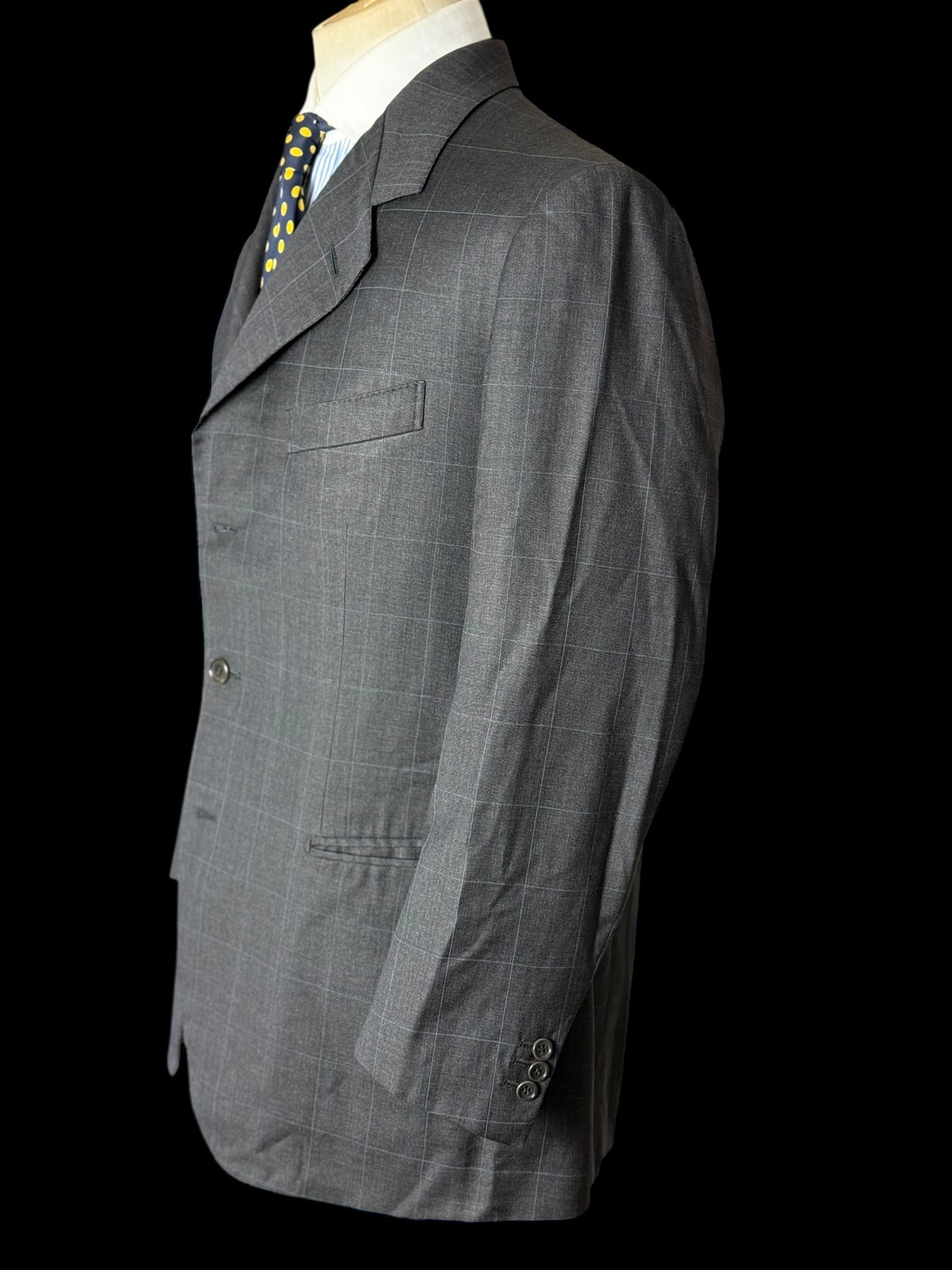 Bespoke Tommy Giulio Caraceni Grey Check Suit 43S/ W34” Lightweight Wool