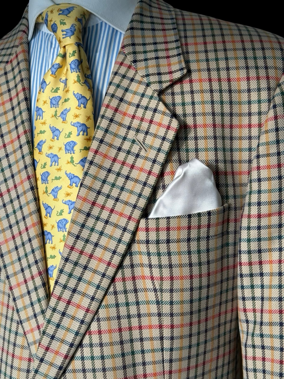 Men’s DAKS Check Cotton Sport Coat Size 44L House Check