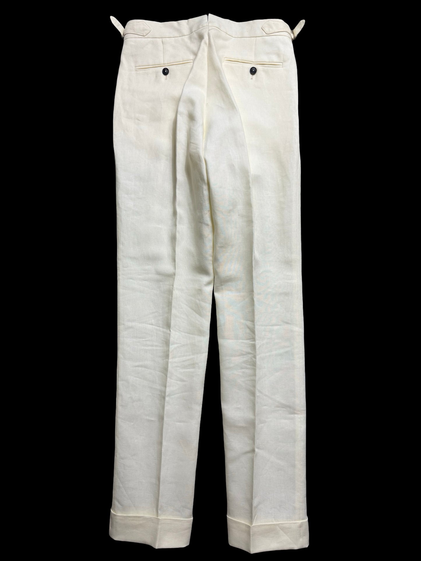 Natalino Single Pleat Ivory Irish Linen Trousers 30L Side Adjusters RRP £200