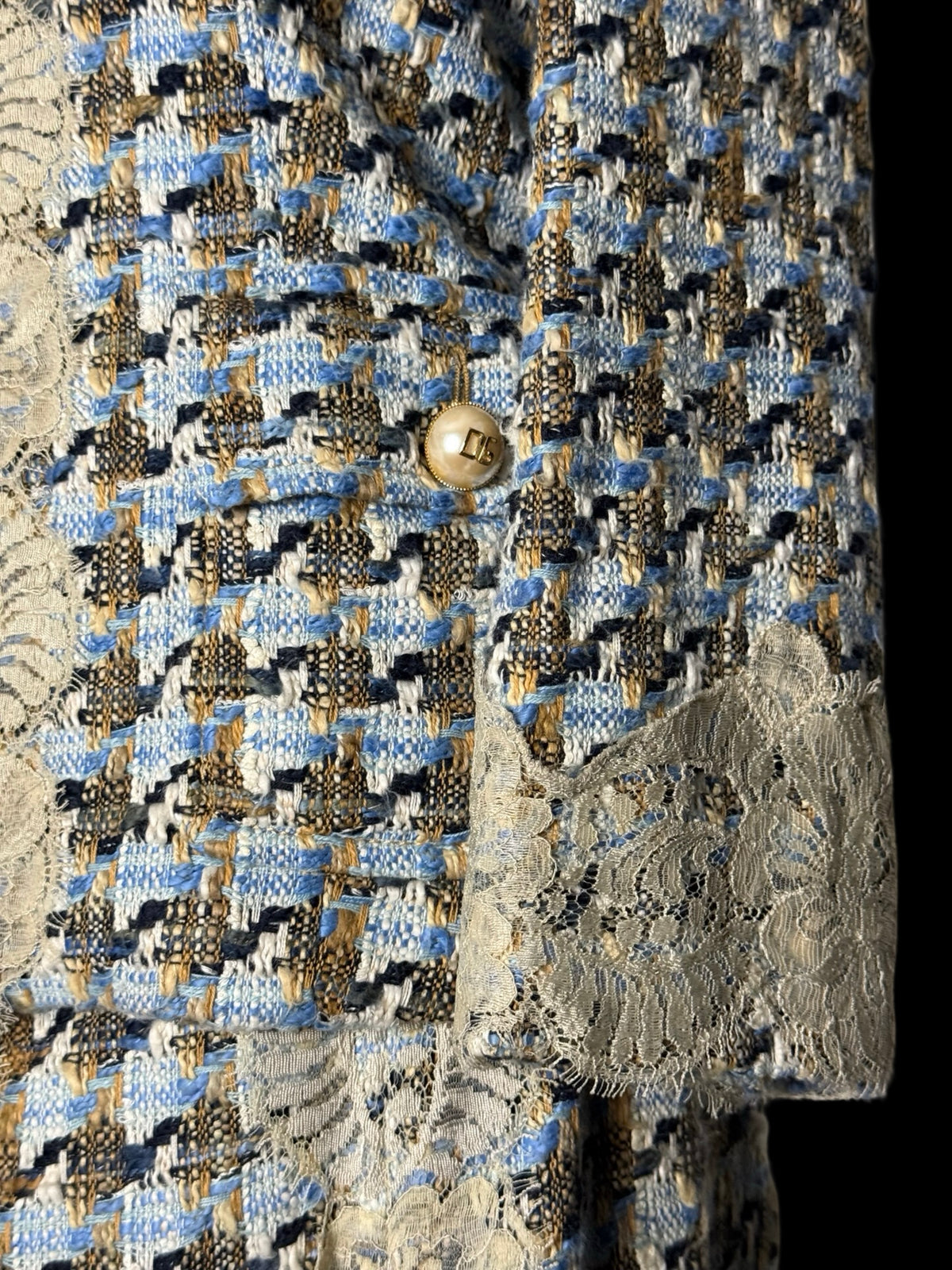 Dolce Gabbana Y2K Tweed & Lace Skirt Suit Size IT46 & 44 Rare Archival 2004