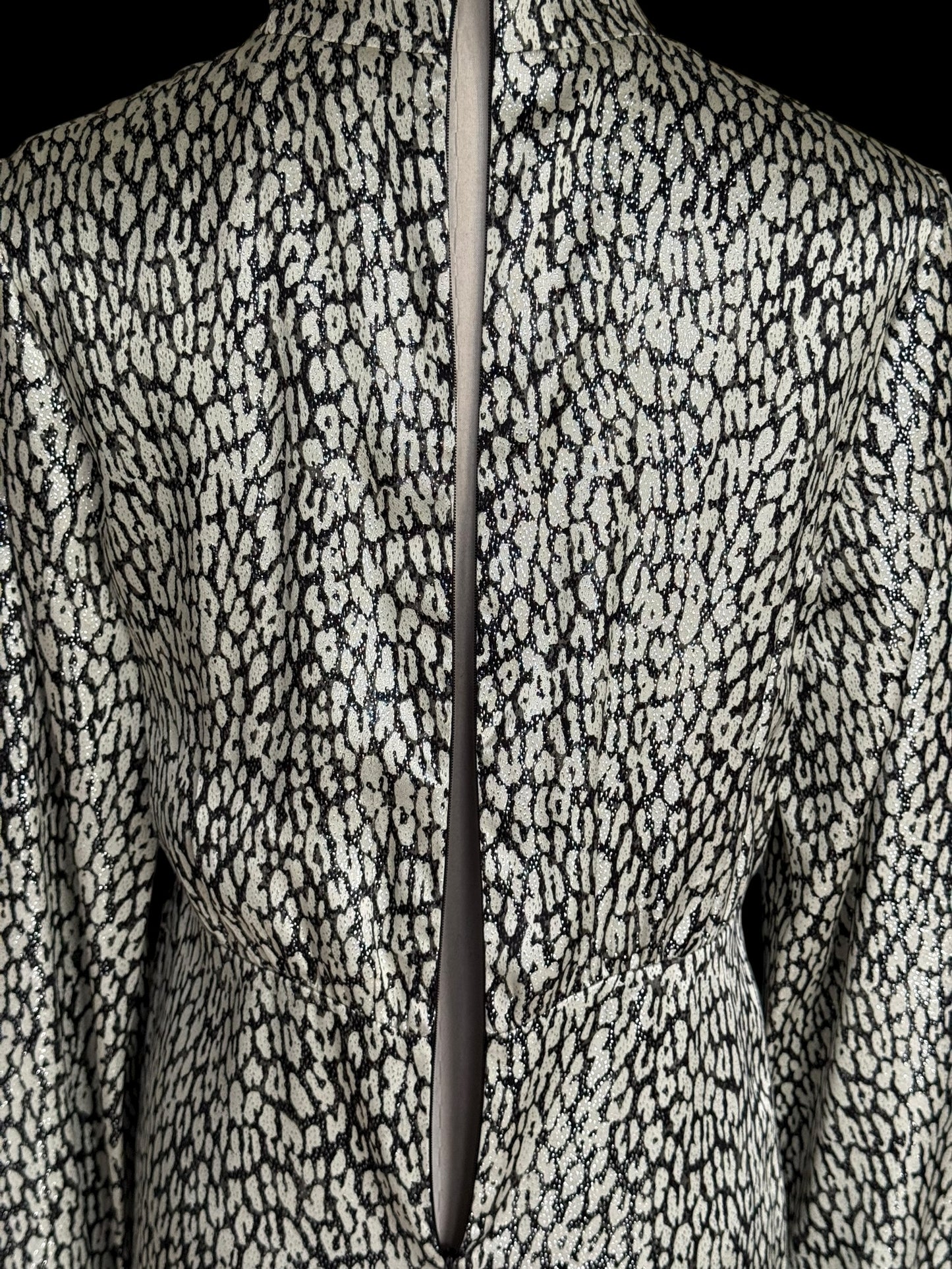 BNWT Saint Laurent Leopard Print Lam Silk Mini Evening Dress 44 RRP $2,290
