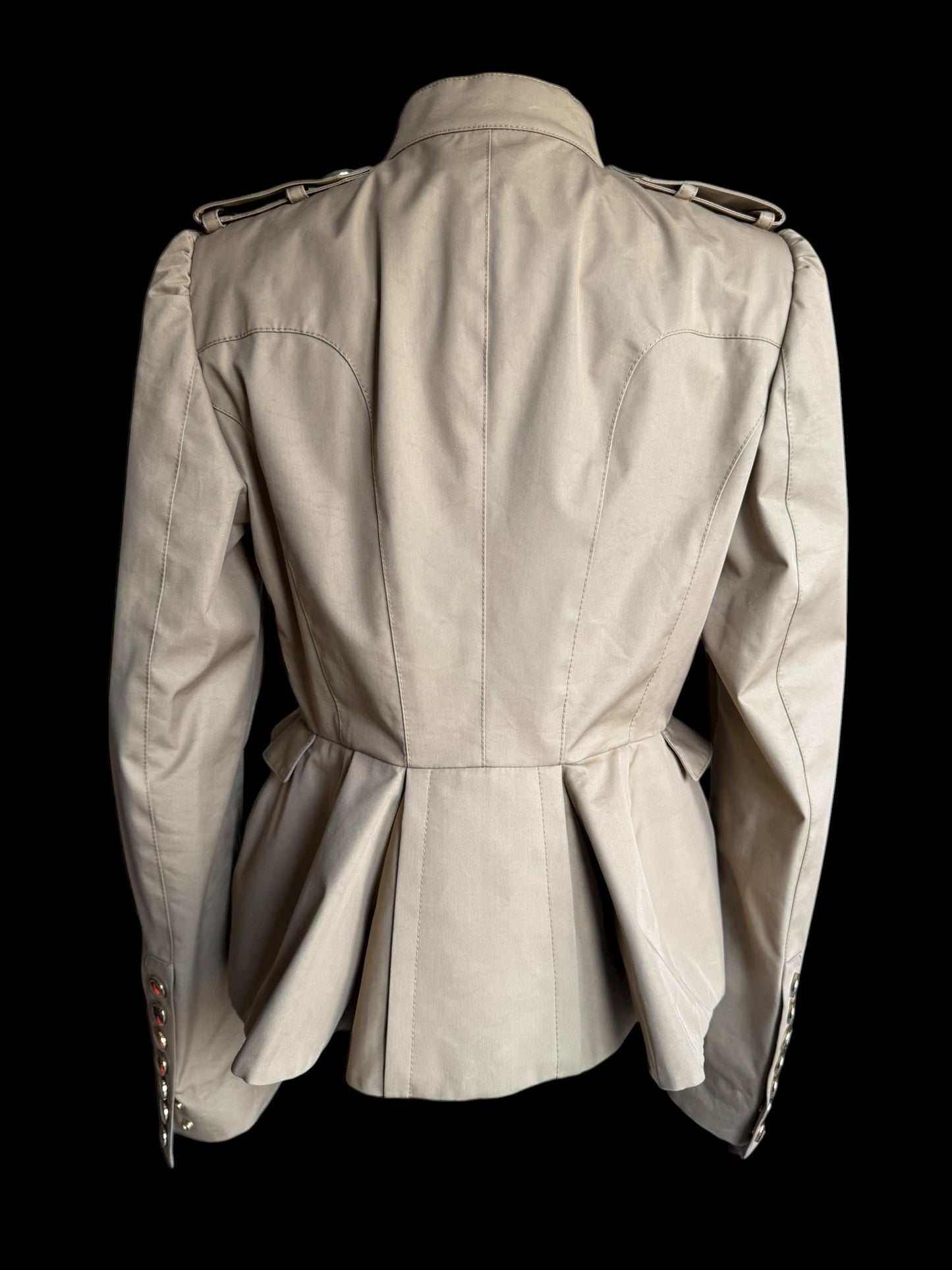 Women’s Burberry Prorsum Rider Jacket 46 Peplum Tweed Panel Runway