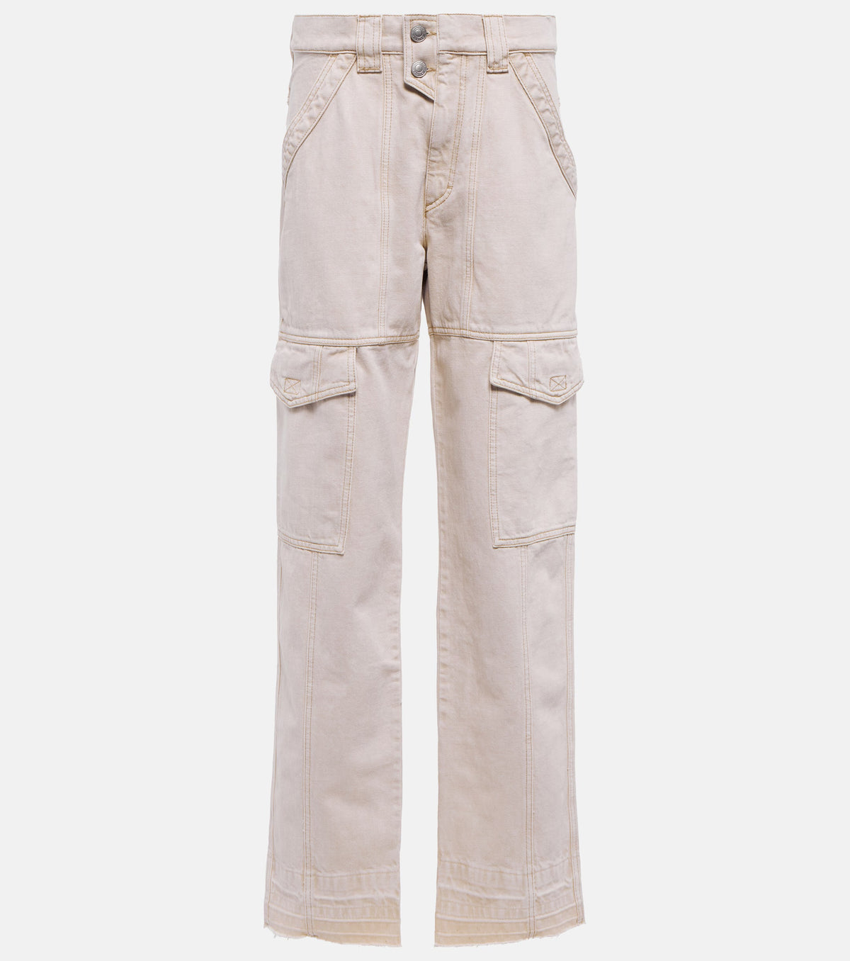 ISABEL MARANT Vayoneo Ecru Cargo High Waisted Cargo Straight Jeans UK14 RRP£365