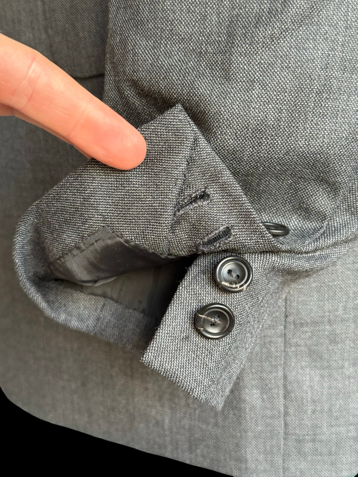 Bespoke Kent & Haste Savile Row Grey Sharkskin Suit Blazer Jacket 40L