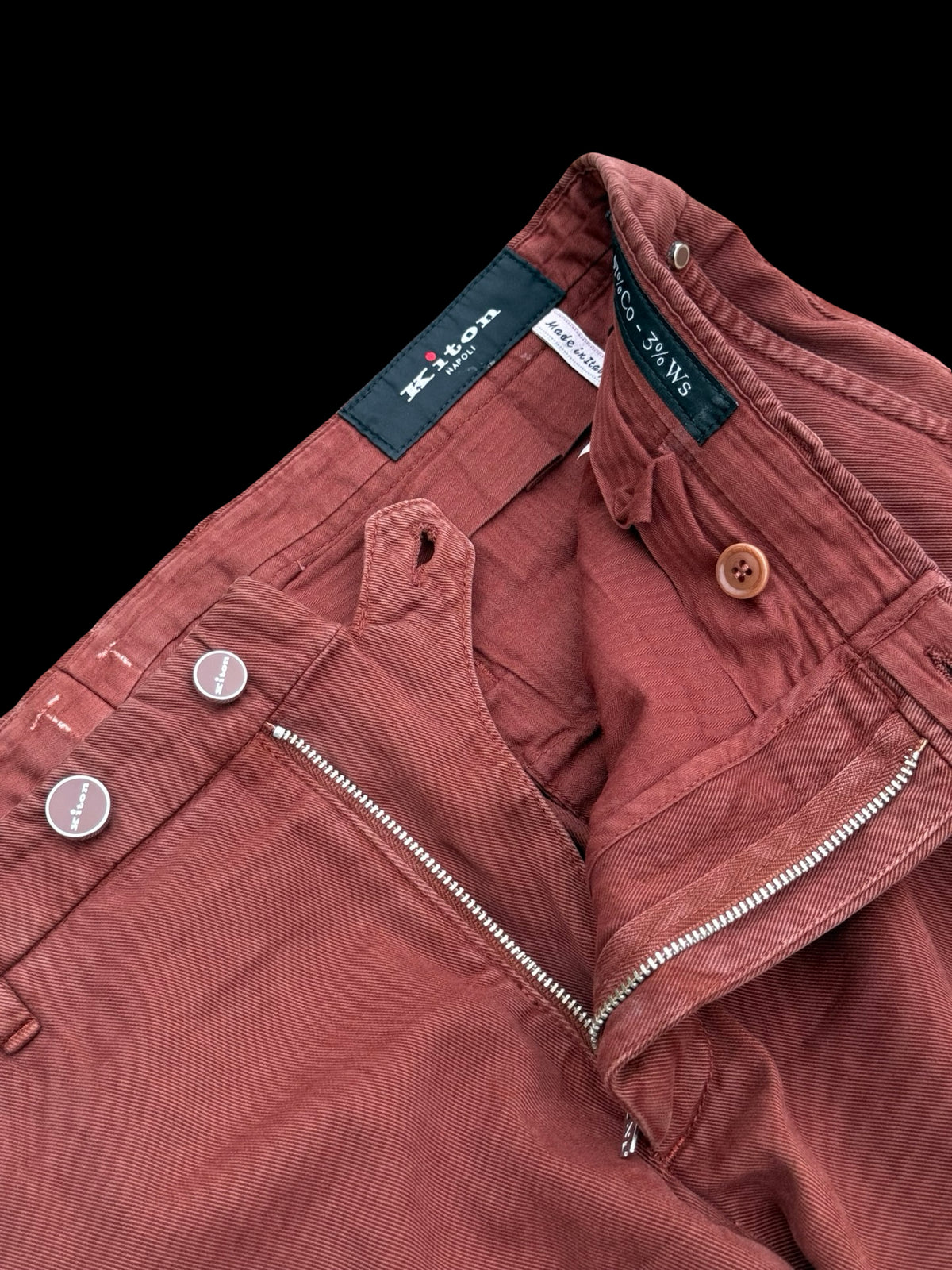 Men’s Kiton Napoli Chino Trousers Pants Size W36” Brick Red