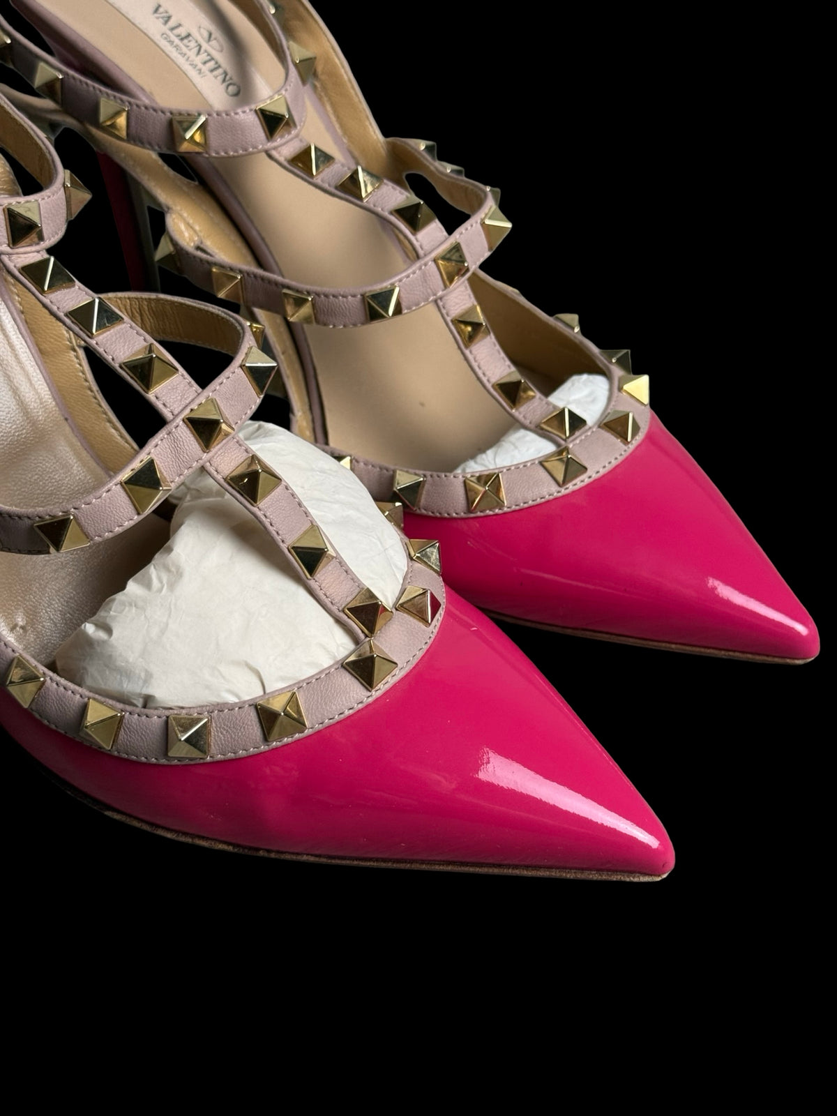 Valentino Garavani Rockstud Ankle Strap Pumps Size EU40 UK7 Deep Pink Nude Pink