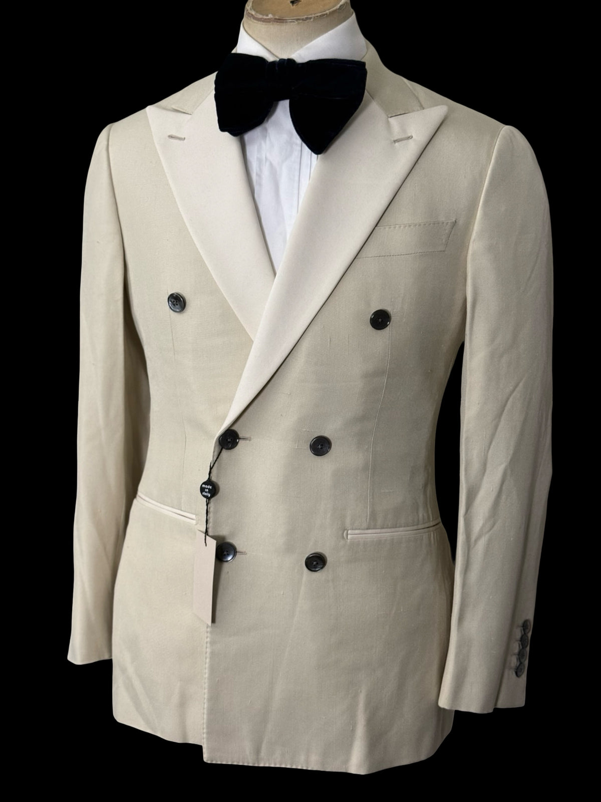 BNWT Thom Sweeney Cream Pure Silk Double Breasted Tuxedo Jacket 36R RRP £1375