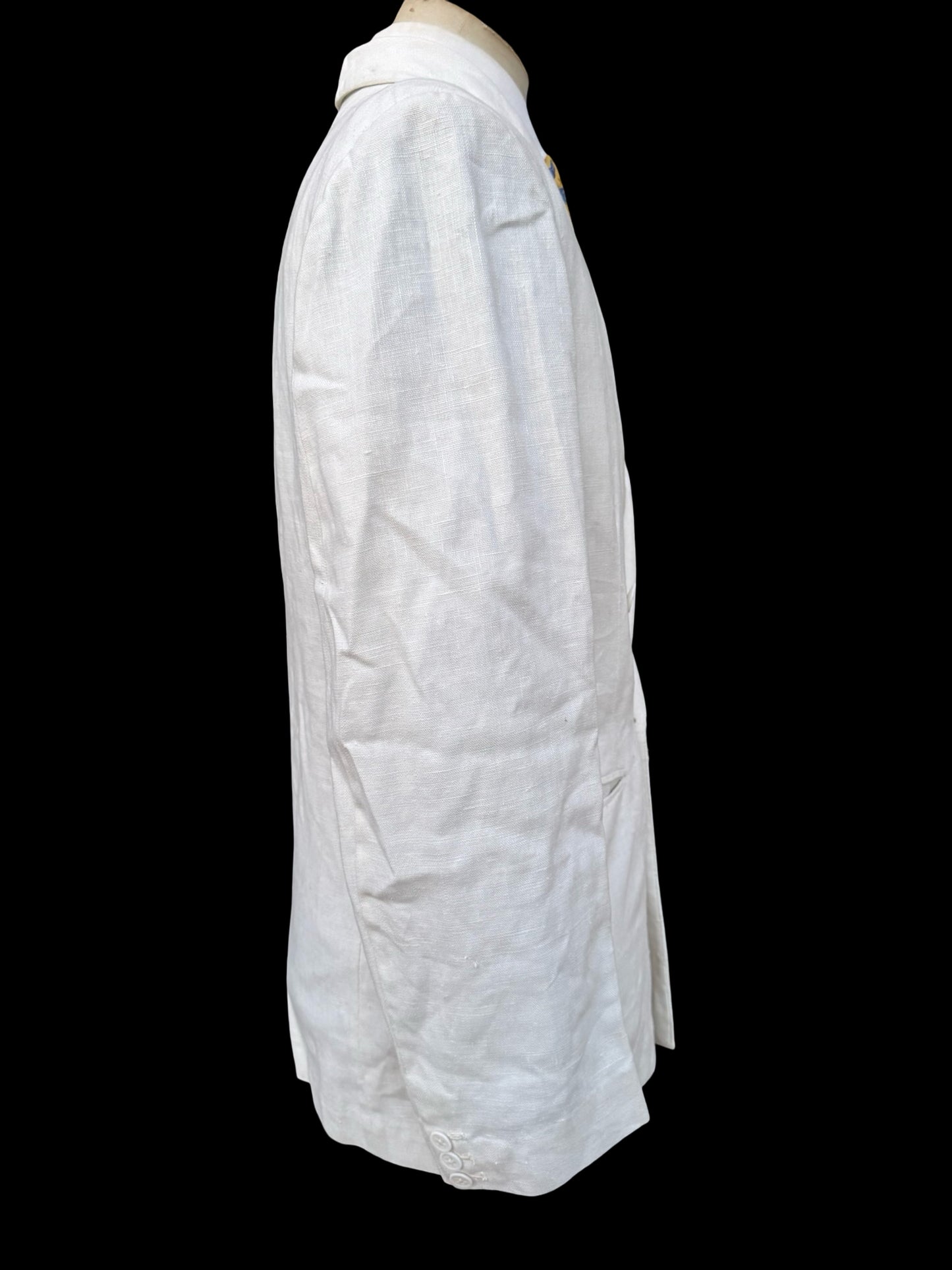 Men’s Alkit 1950’s Bespoke White Linen Double Breasted Blazer 40S Savile Row