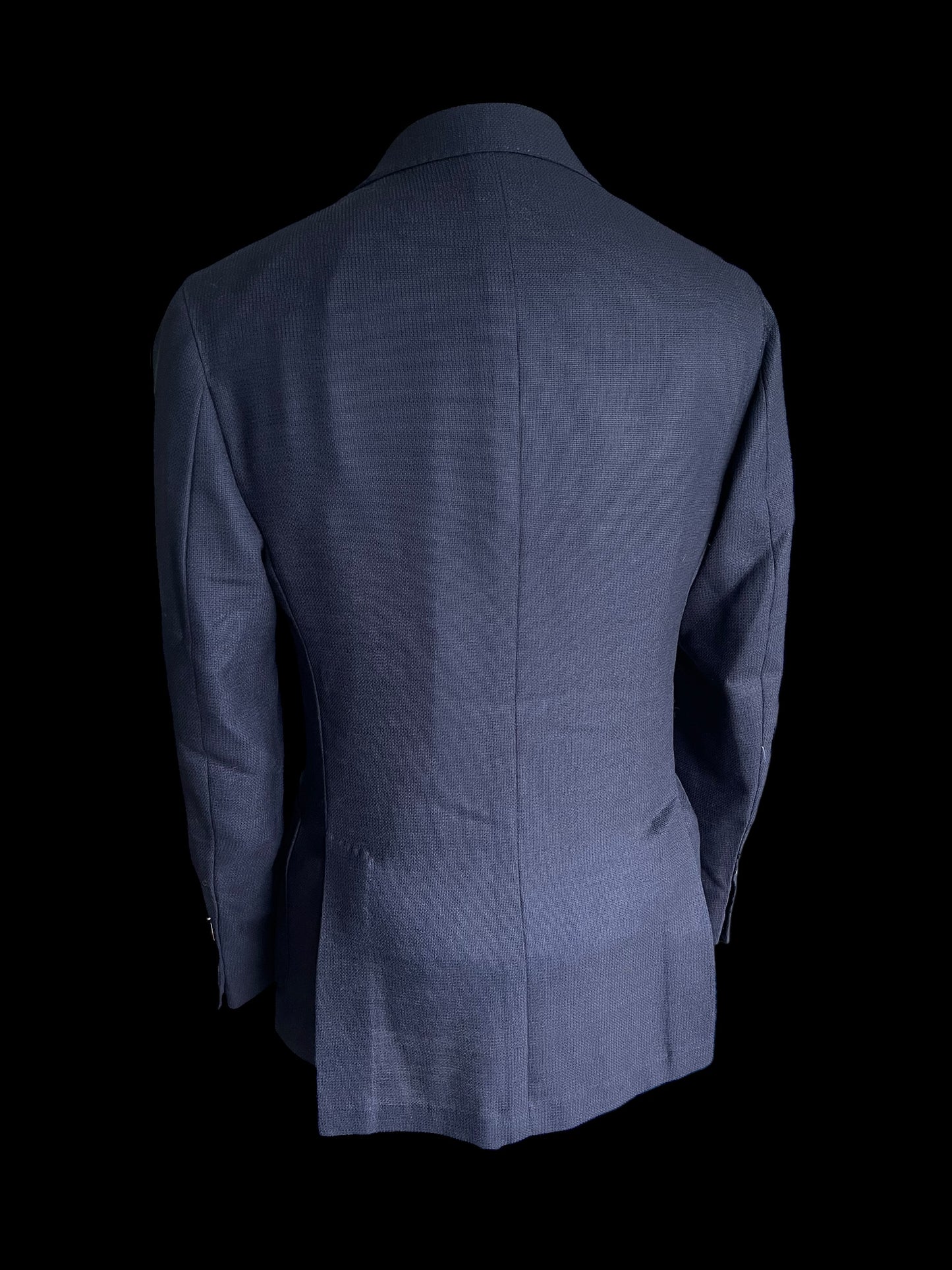 Natalino Sport Jacket 38” Mock Leno Hopsack Wool Navy Blue RRP £470