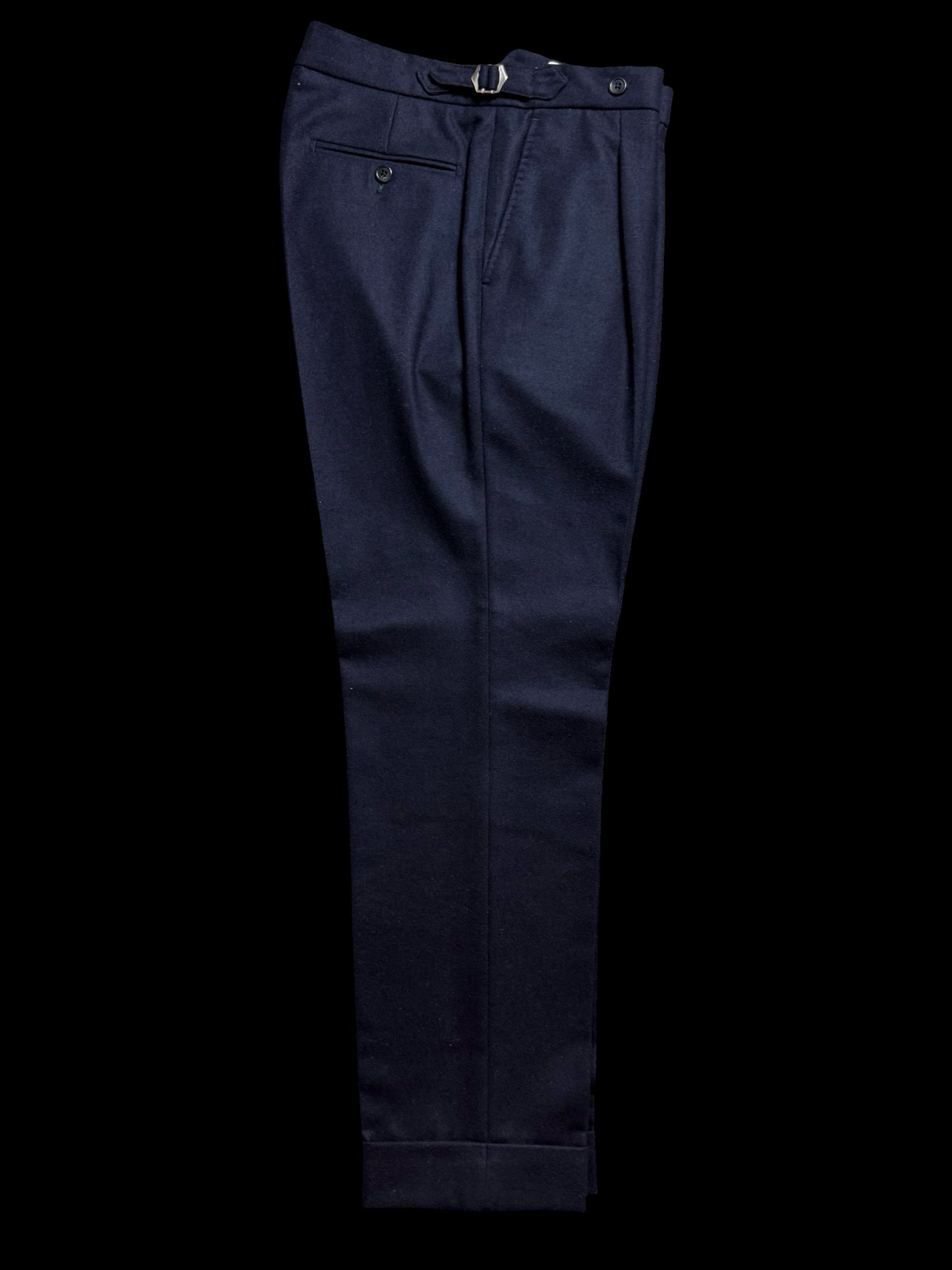 Natalino Navy Blue Flannel Pleat Front Trousers W30S RRP £195