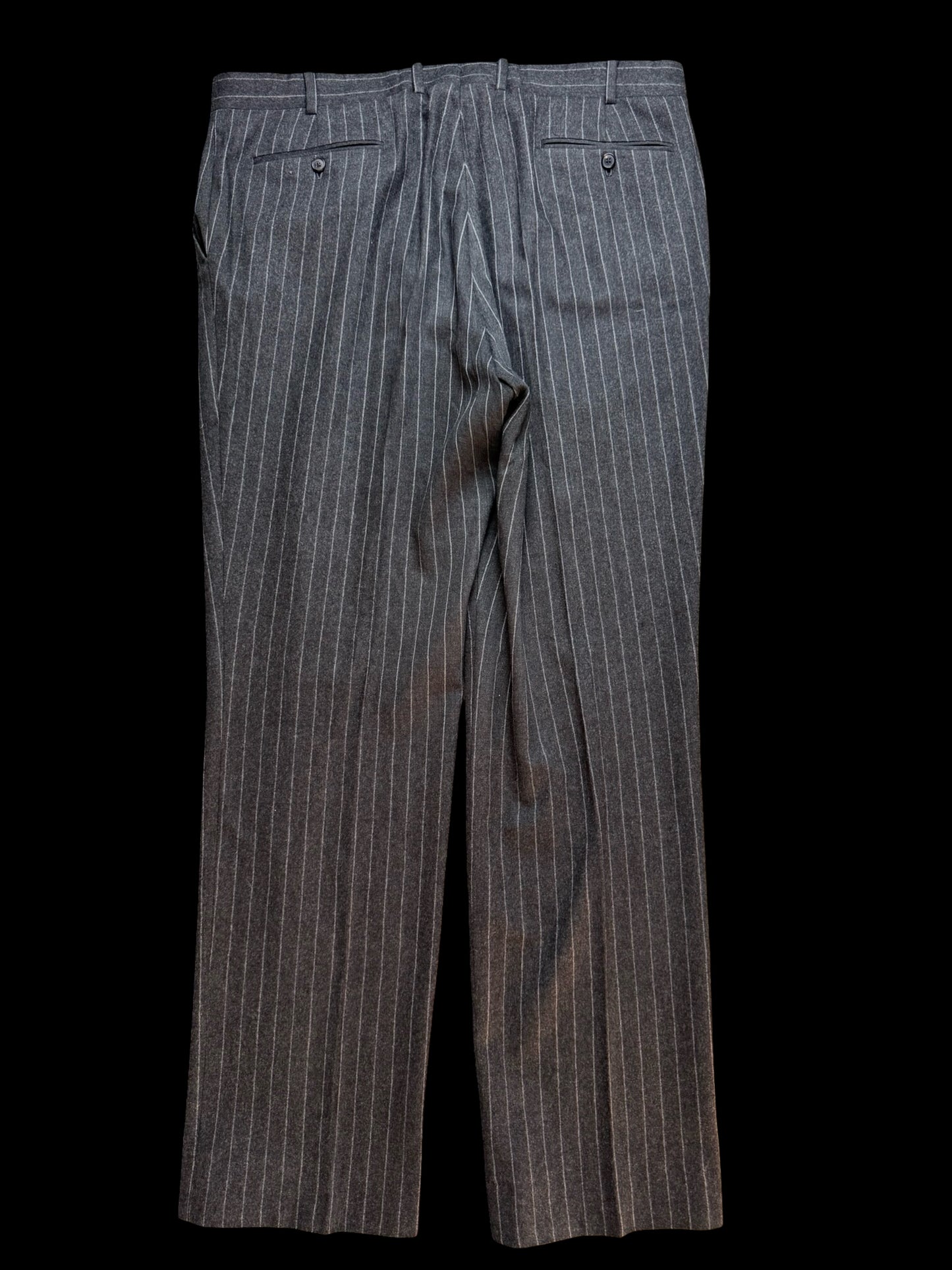 GIEVES & HAWKES Grey Flannel Chalk Stripe Suit Size 46L/ W40L Savile Row