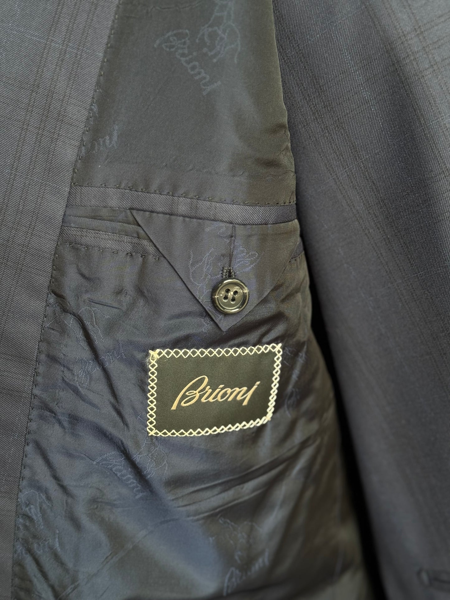 Brioni Brunico Su Misura 3PC Suit Navy Blue S160s Wool Check 54L / W38 RRP £6000
