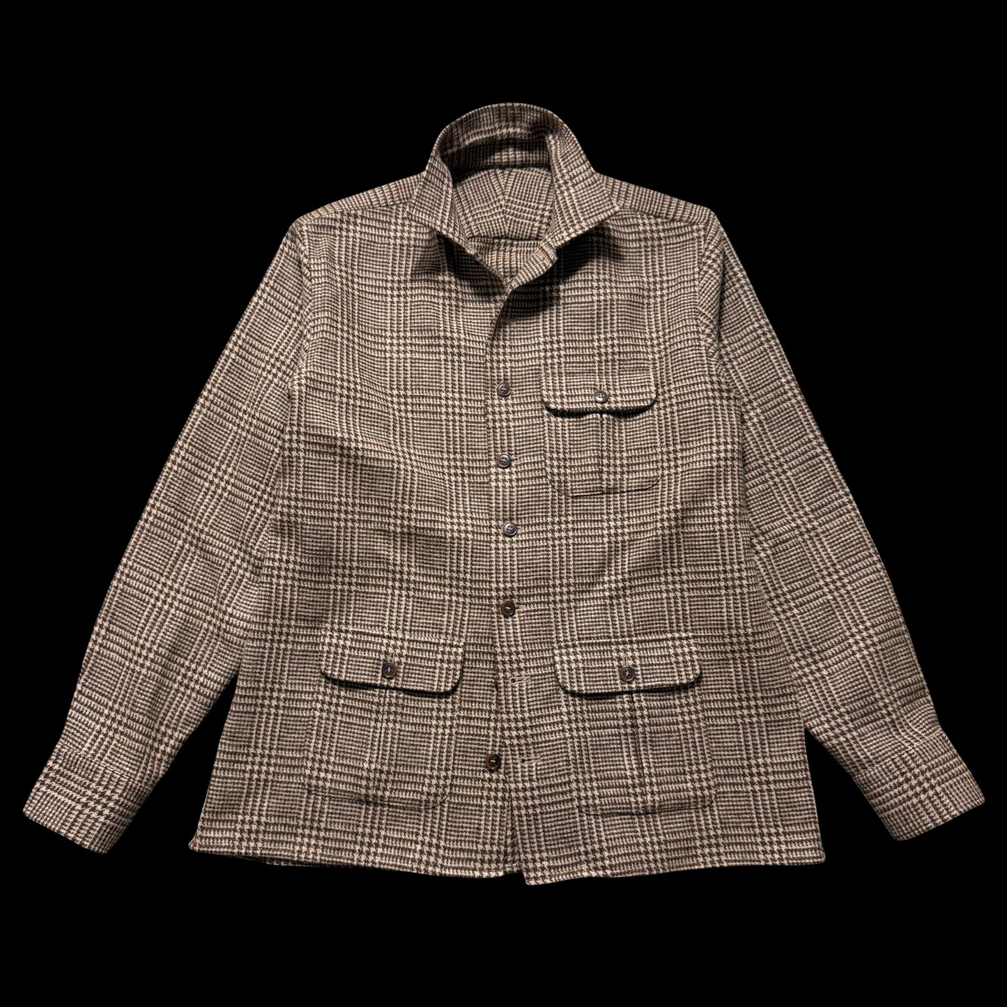 Barrington & Ayre Brown Glen Check Tweed Overshirt 38” RRP £295 Made In UK