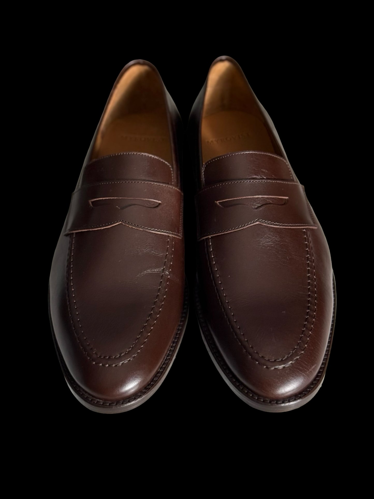 BNWB Myrqvist Smogen Penny Loafers UK 9.5 Dark Brown Calf