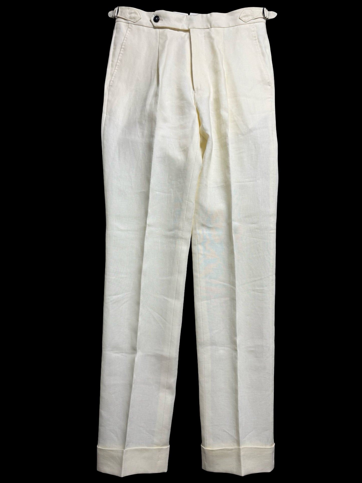 Natalino Single Pleat Ivory Irish Linen Trousers 30L Side Adjusters RRP £200