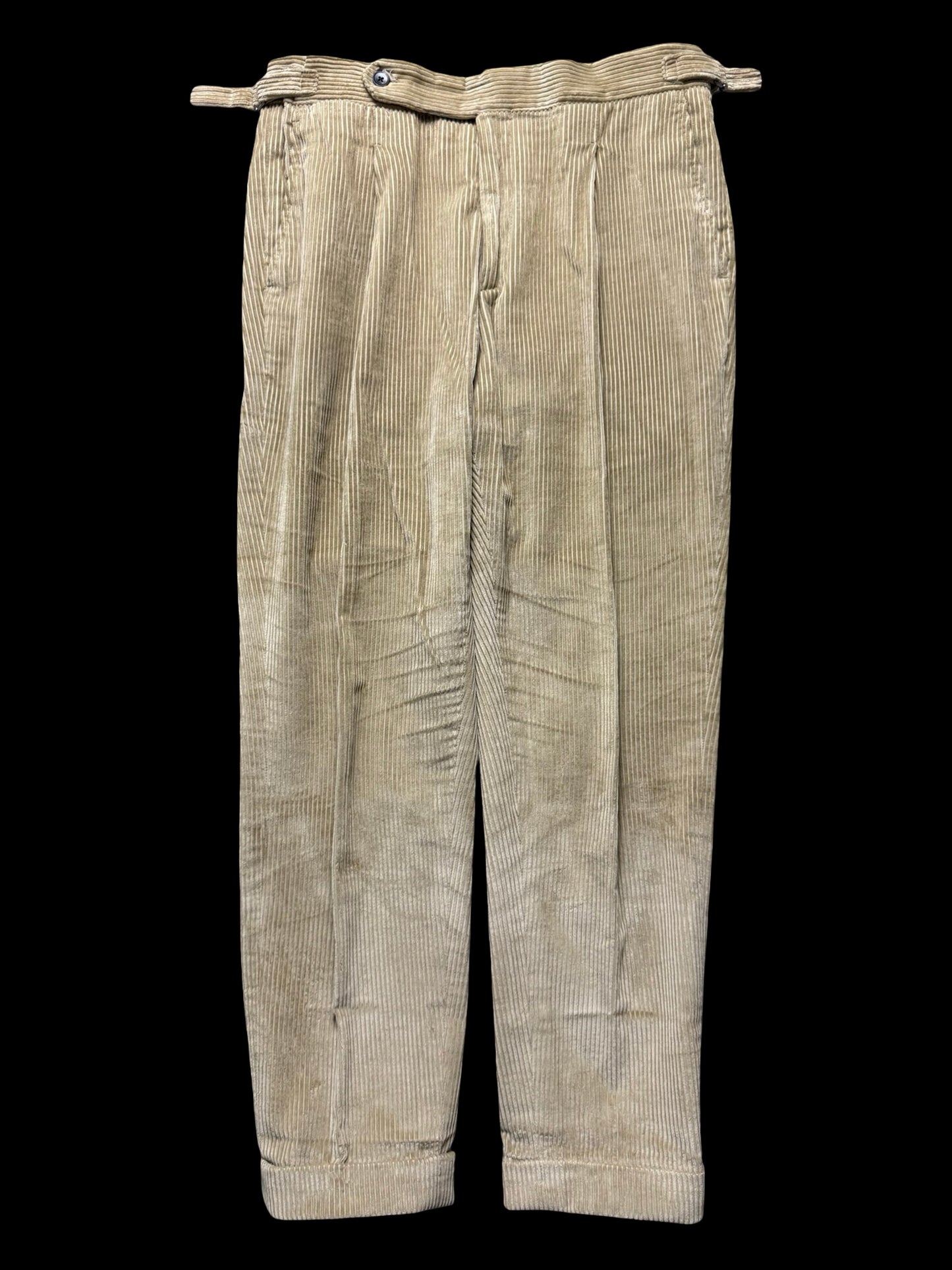 Natalino Beige Corduroy Pleat Front Trousers W32S RRP £185