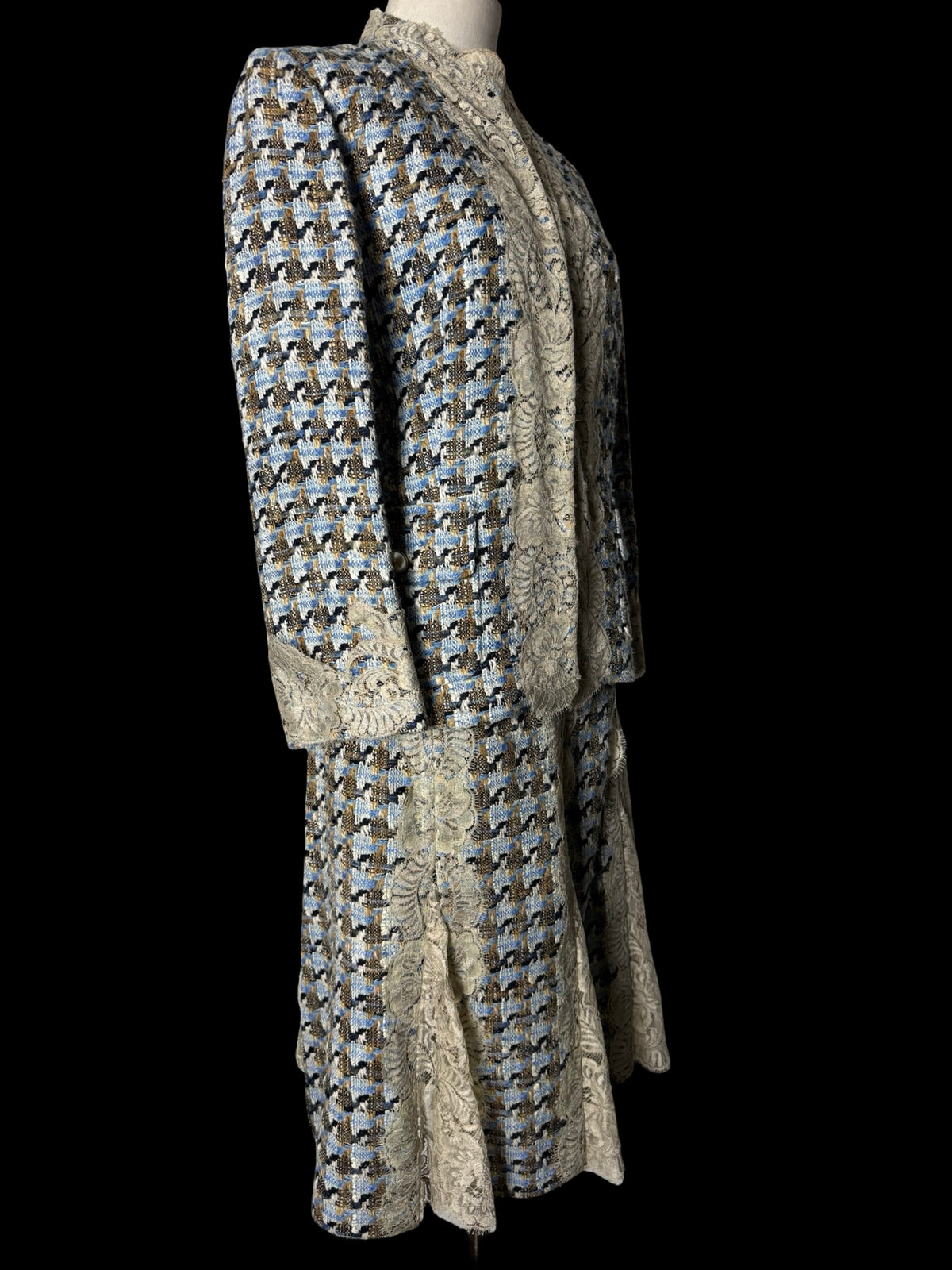 Dolce Gabbana Y2K Tweed & Lace Skirt Suit Size IT46 & 44 Rare Archival 2004