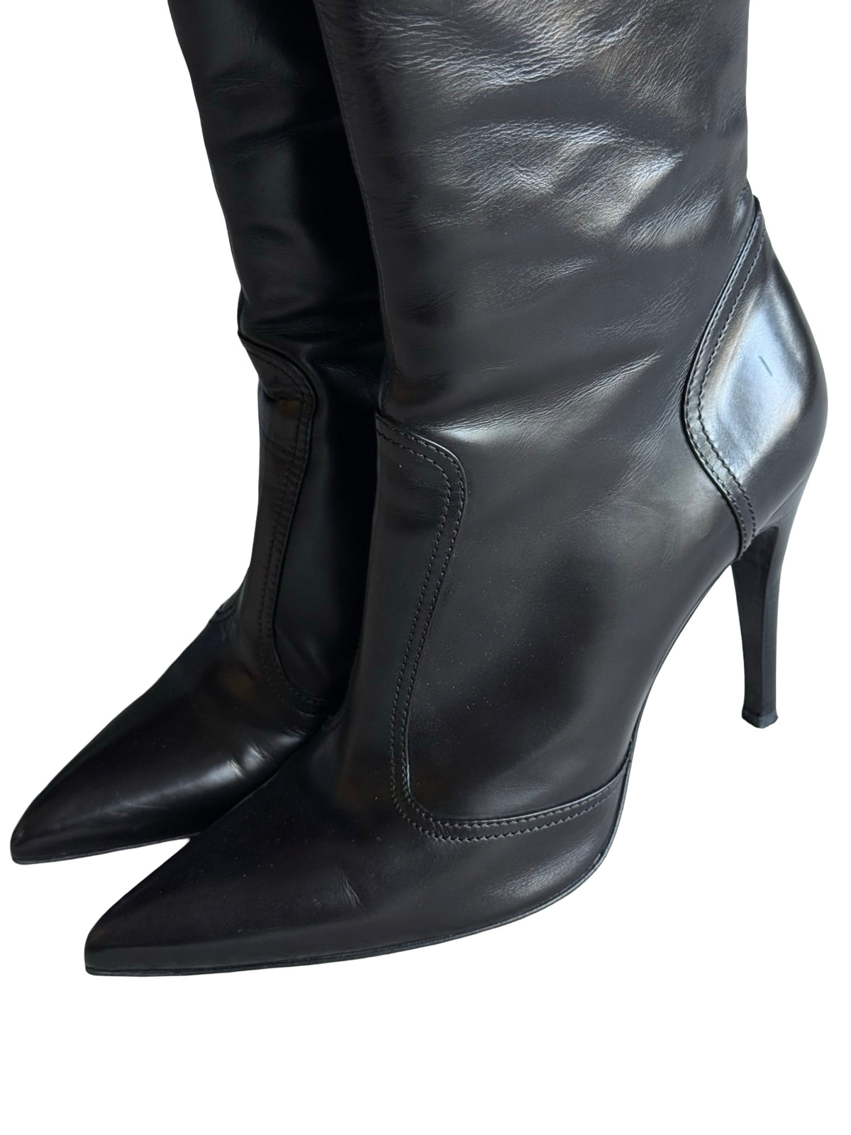 Vintage Versace Knee High Heels Size EU39 UK6 Fur Trim Vintage Rare