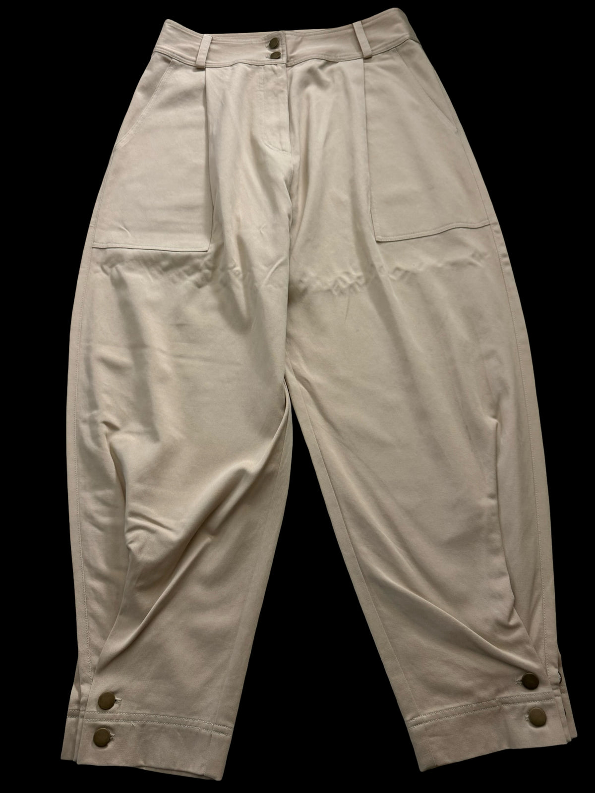 Ulla Johnson Neutral Stone Carrot Wide Leg Trousers US10 UK14