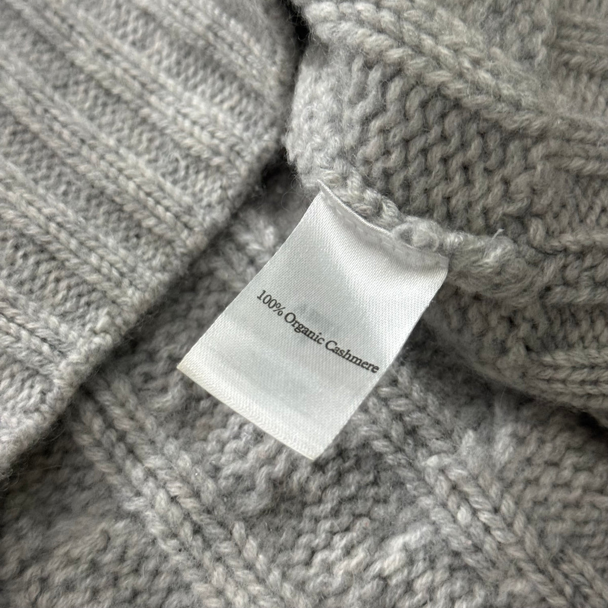 Women’s N Peal Grey Cashmere Chunky Cable-Knit Roll Neck Jumper Large RRP £400