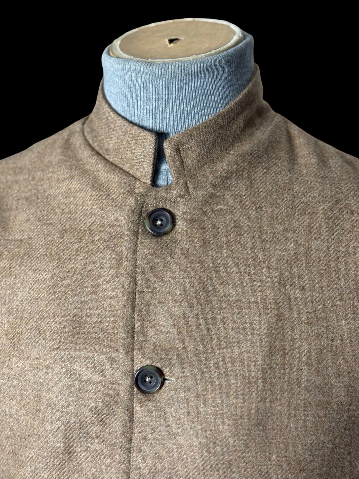 Men’s Barrington & Ayre Moon Merino Wool Gilet 38” Nehru Collar Brown RRP £495