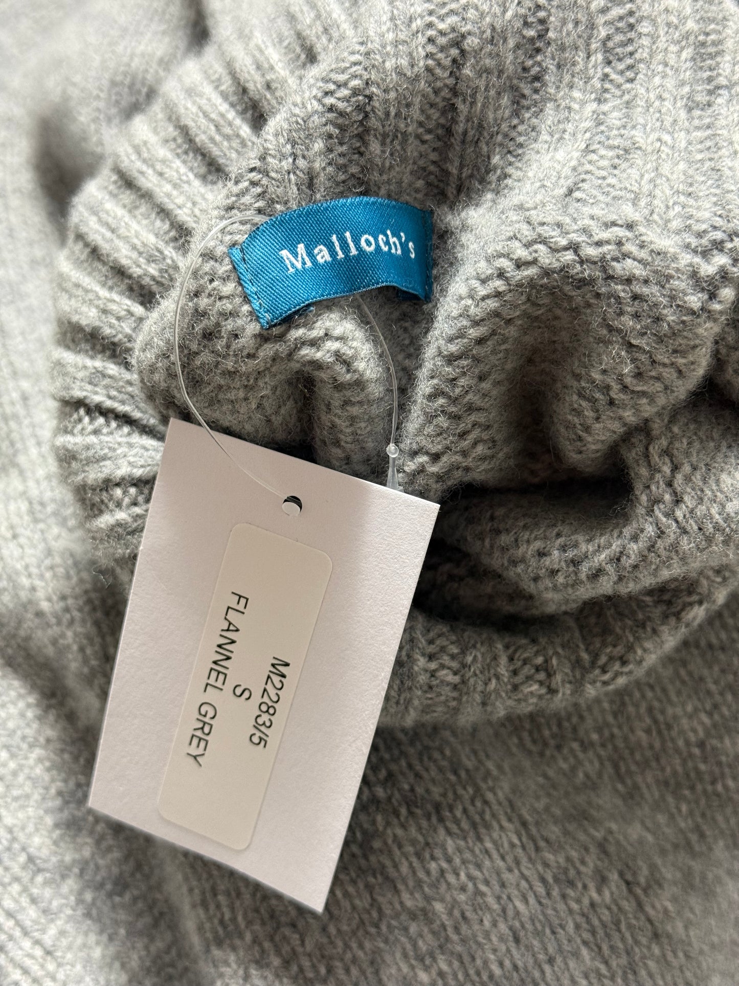 BNWT Malloch’s Linton Roll Neck Jumper Small Superfine Wool Grey RRP £185