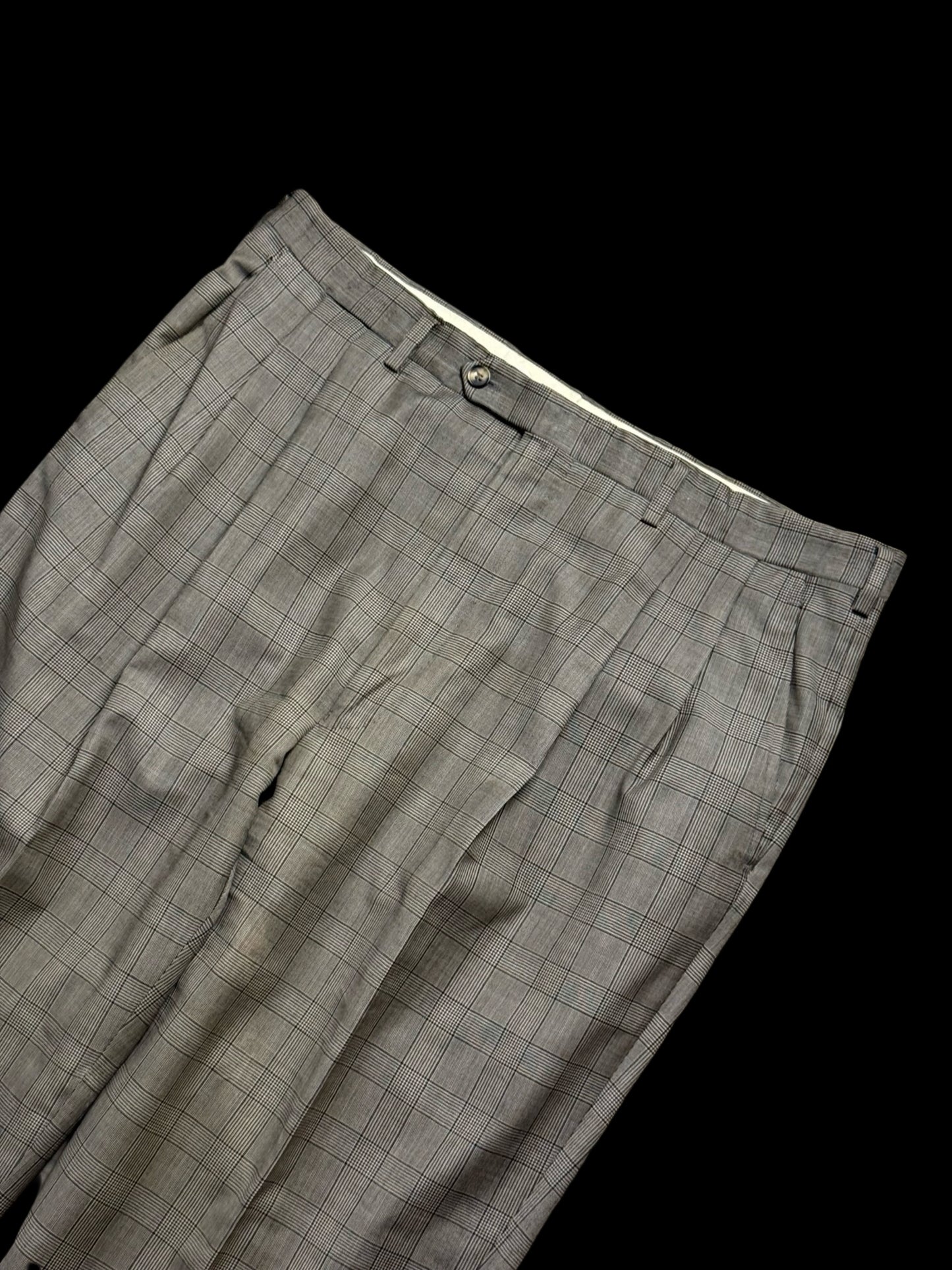 GIEVES & HAWKES Grey Prince Of Wales Wool Suit Size 44L/ W38L Savile Row