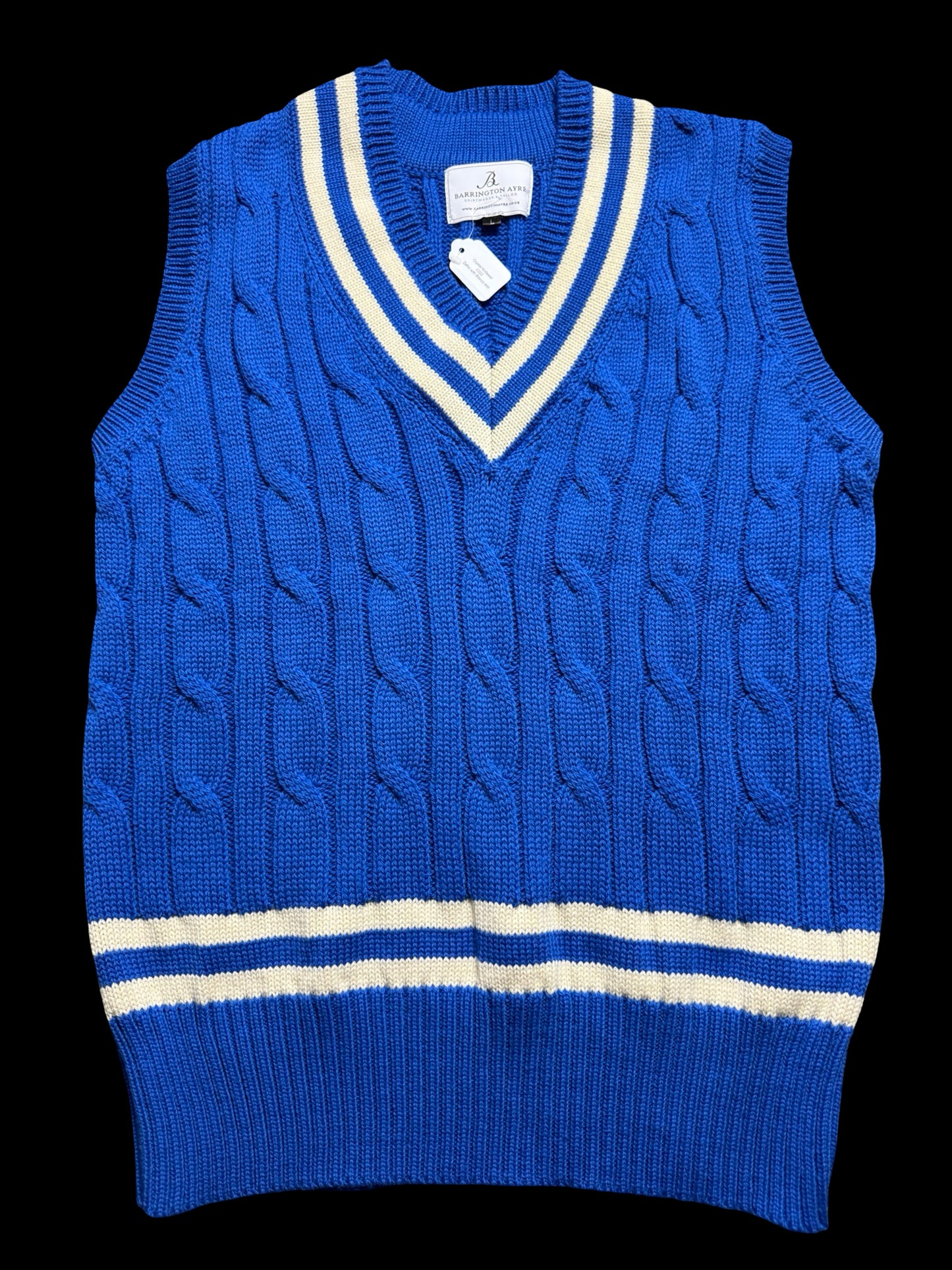 BNWT Barrington & Ayre Cricket Knit Jumper Vest Size Large Merino Wool RRP £225