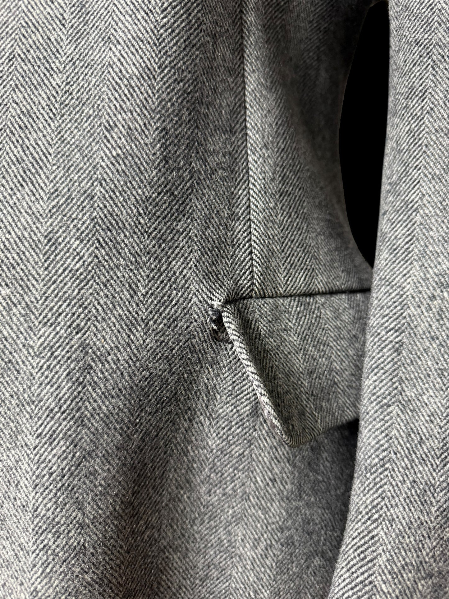 Men’s Manford Made In Ireland Herringbone Overcoat 42” Grey Pure New Wool