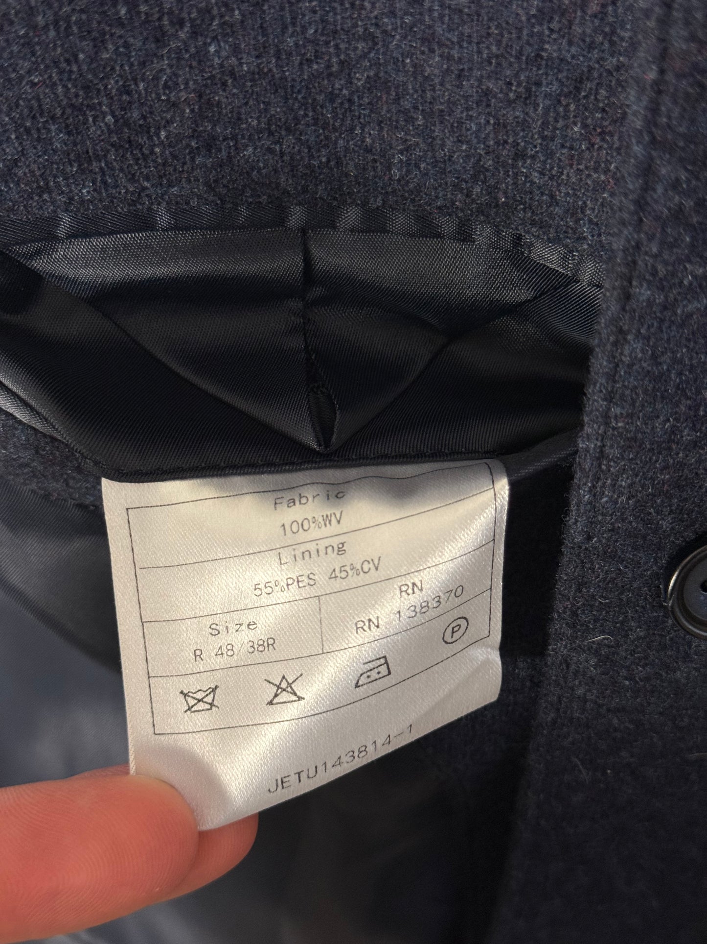 Barrington & Ayre Navy Drago Flannel Wool Jacket 38” Bib Insert RRP £995