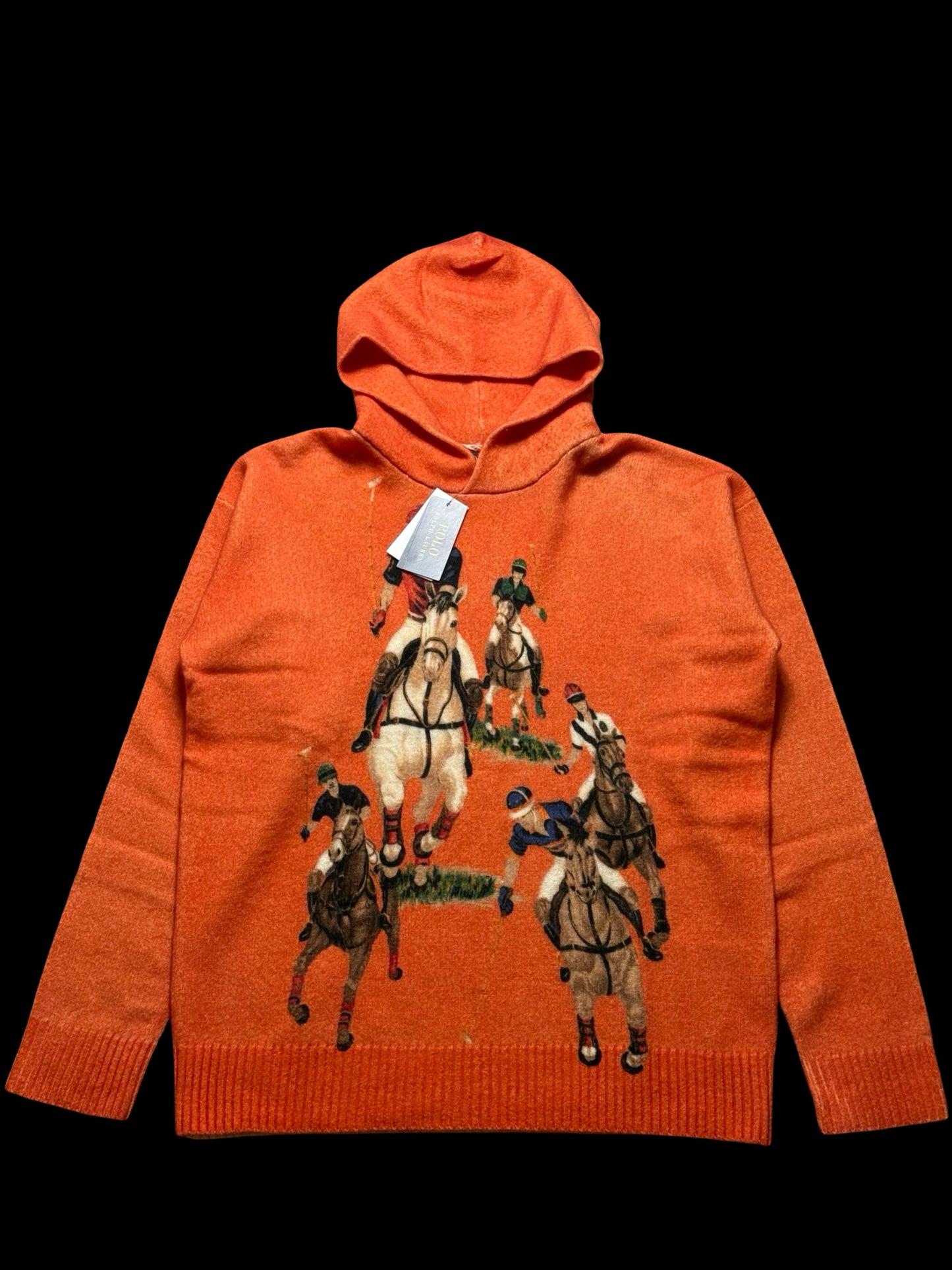 BNWT Men’s Polo Ralph Lauren Five Horsemen Wool Hoodie Orange