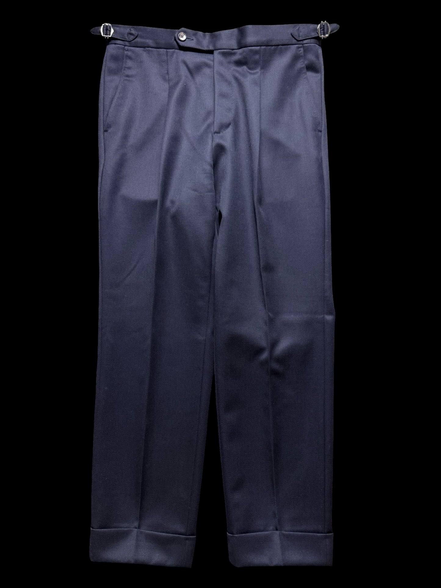Men’s Natalino Navy Cavalry Wool Twill Pleat Front Trousers W32S RRP £205