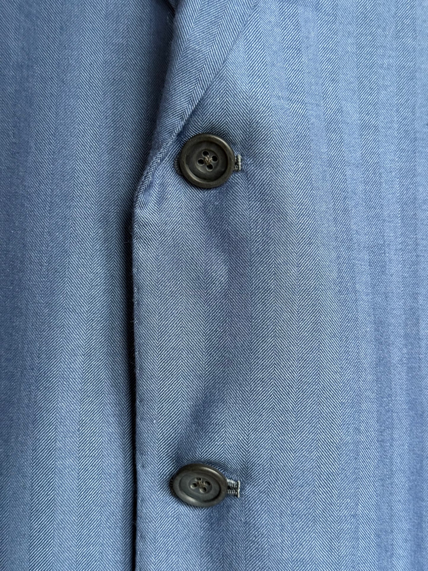 Savile Row Bespoke Blue Herringbone Sport Coat 44/45R Holland Sherry Cashique