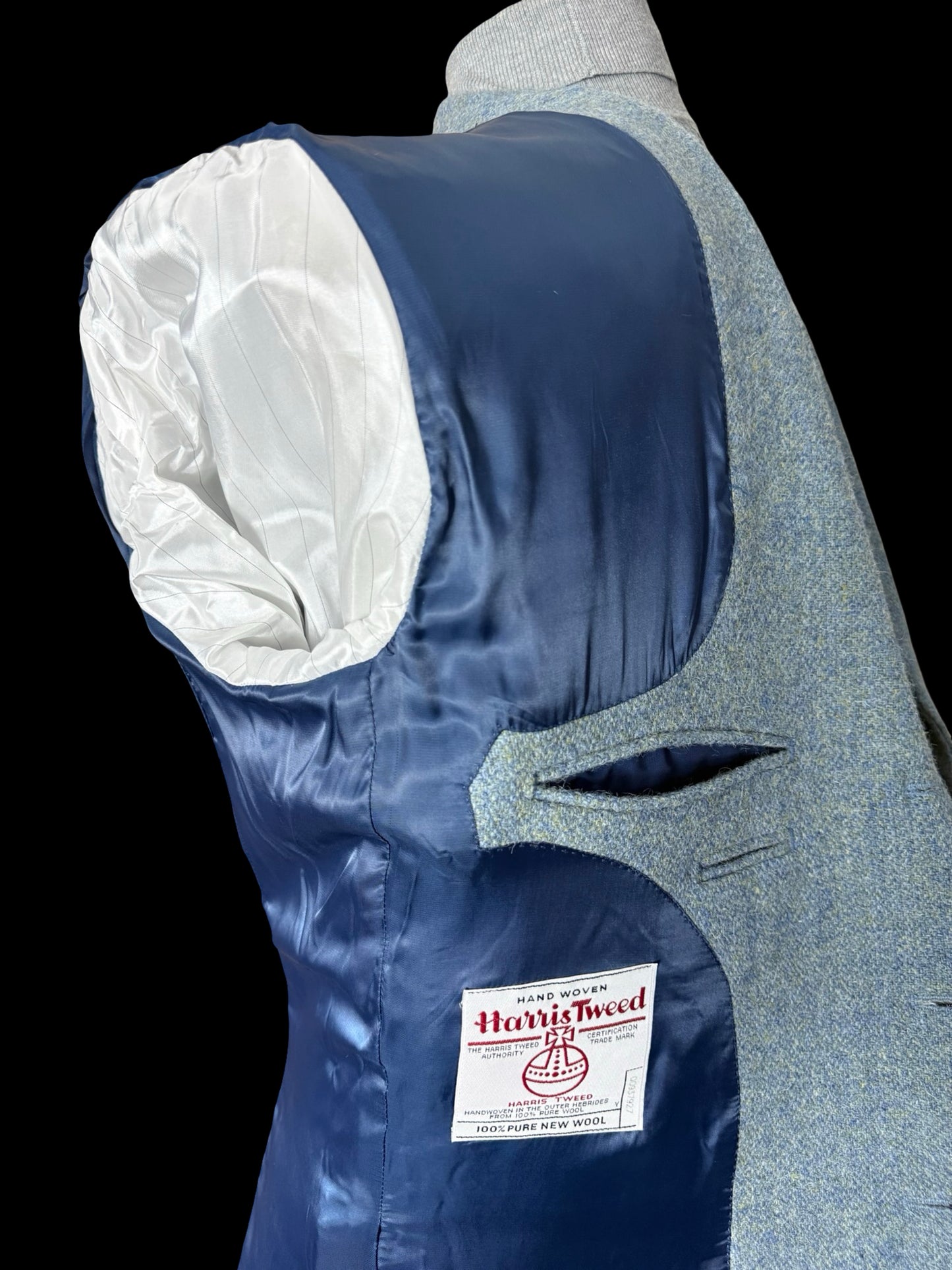 Bespoke Barrington & Ayre Heather Blue Harris Tweed Sport Coat 44L RRP £1095